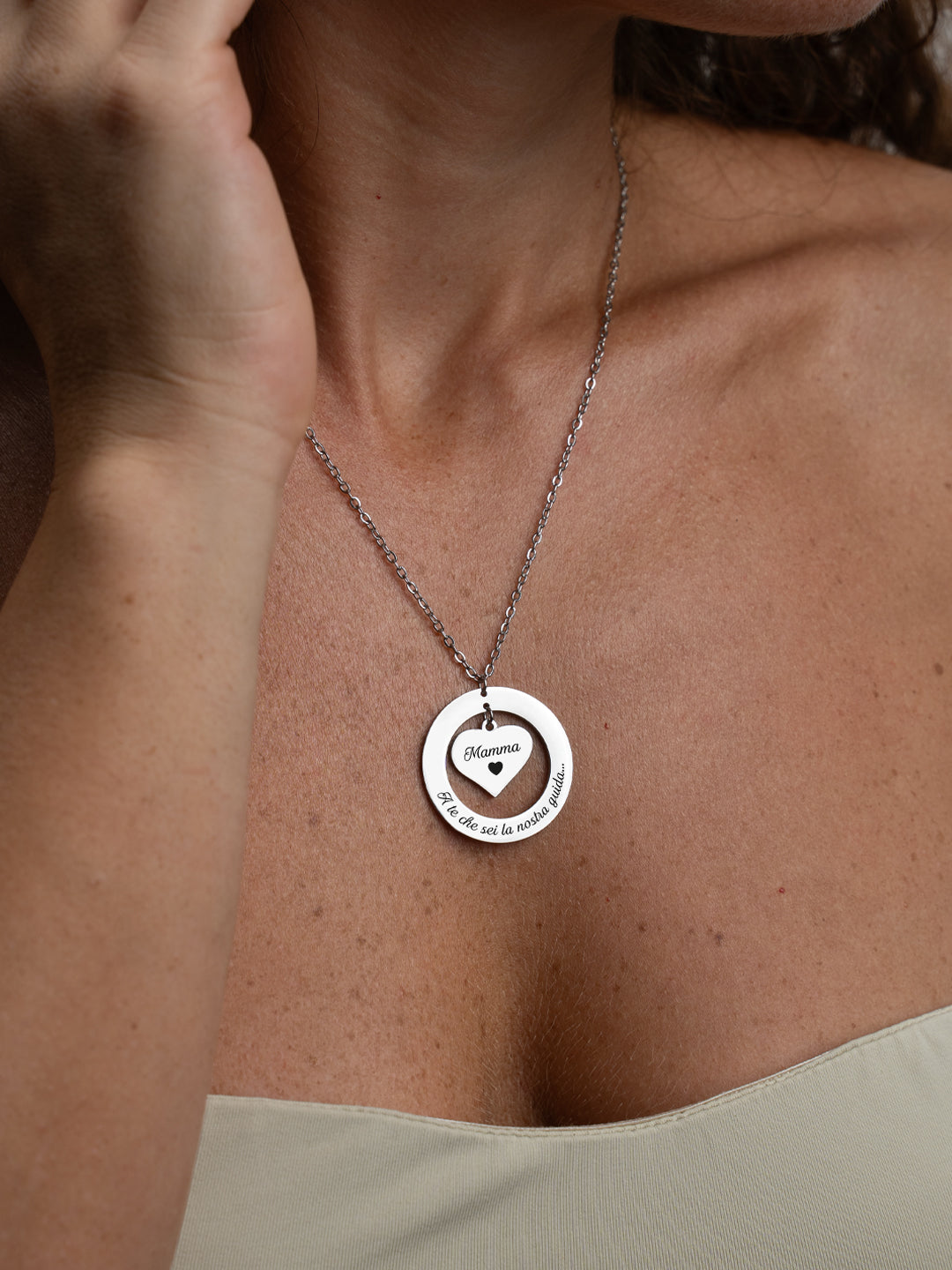Collana Cerchio con Cuore per Mamma o Nonna