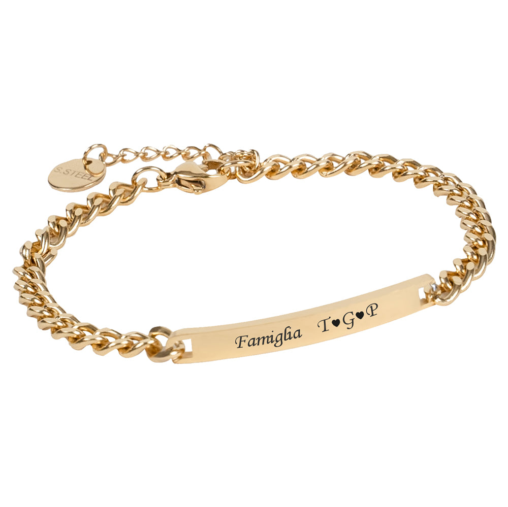 Bracciale targhetta rettangolare minimalista con incisione personalizzata
