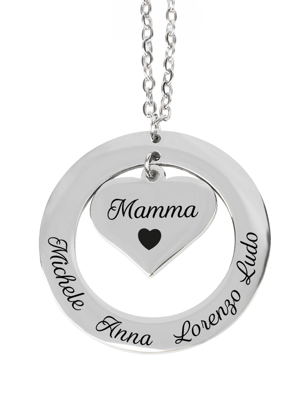 Collana Cerchio con Cuore per Mamma o Nonna