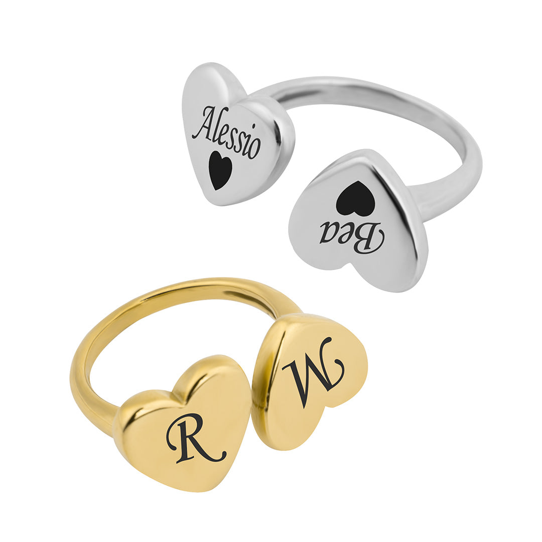 My Hearts ✦ Anello Doppio Cuore con Incisioni