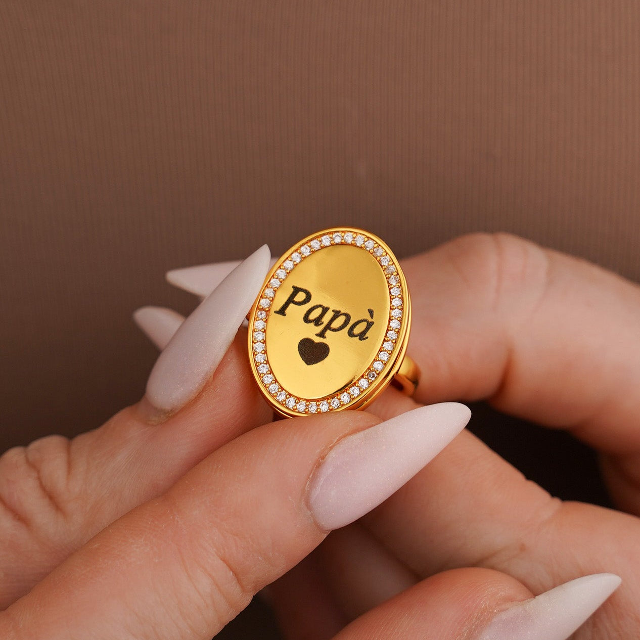 Anello Ovale Scrigno del Cuore Personalizzato con Foto e Incisione