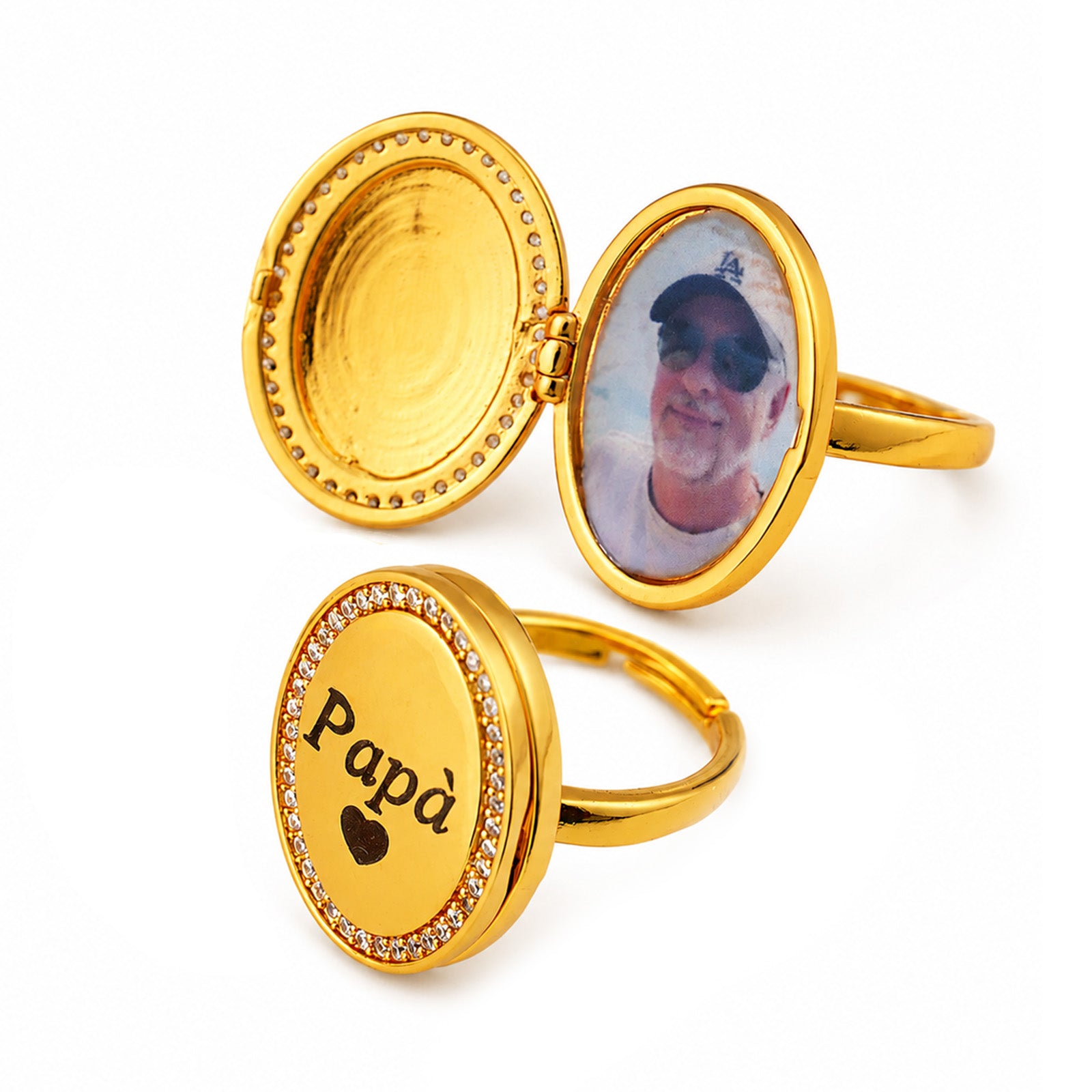 Anello Ovale Scrigno del Cuore Personalizzato con Foto e Incisione