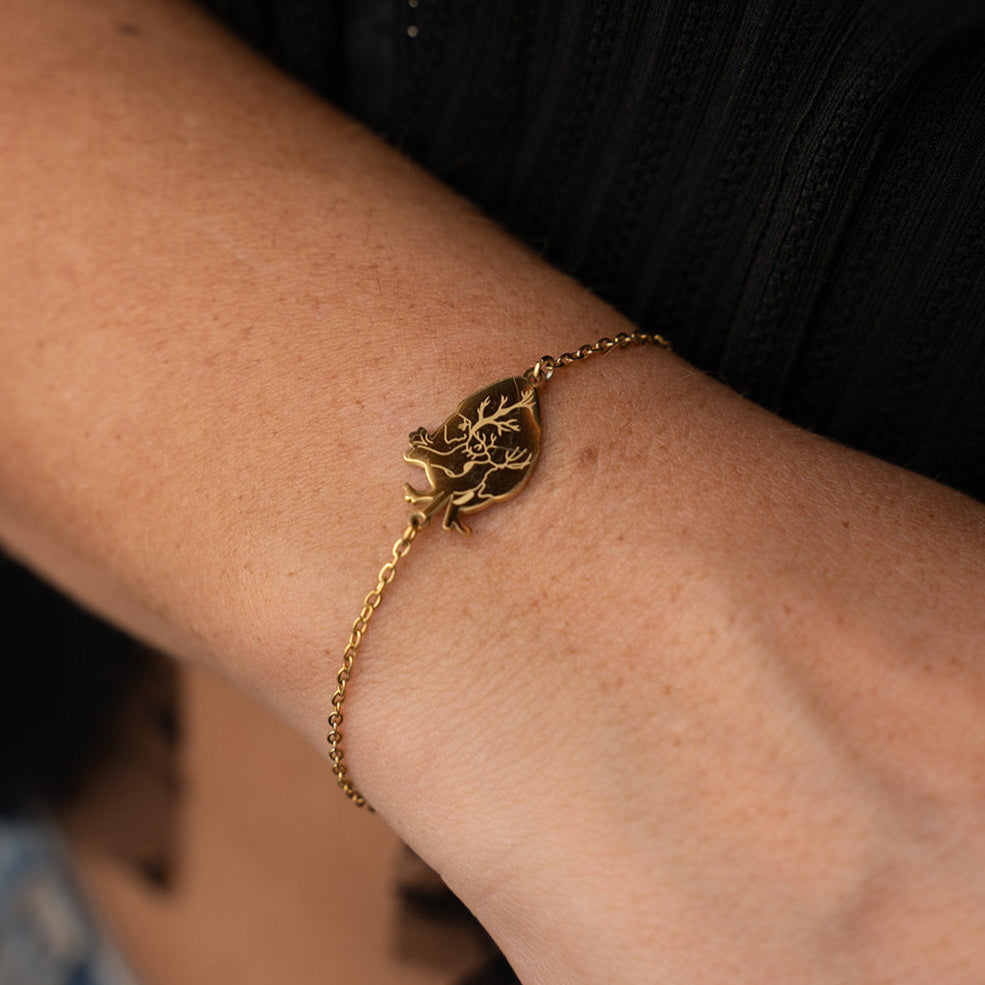 Cuore D'Anima ✦ Bracciale Ciondolo Cuore Anatomico con Incisione Personalizzata
