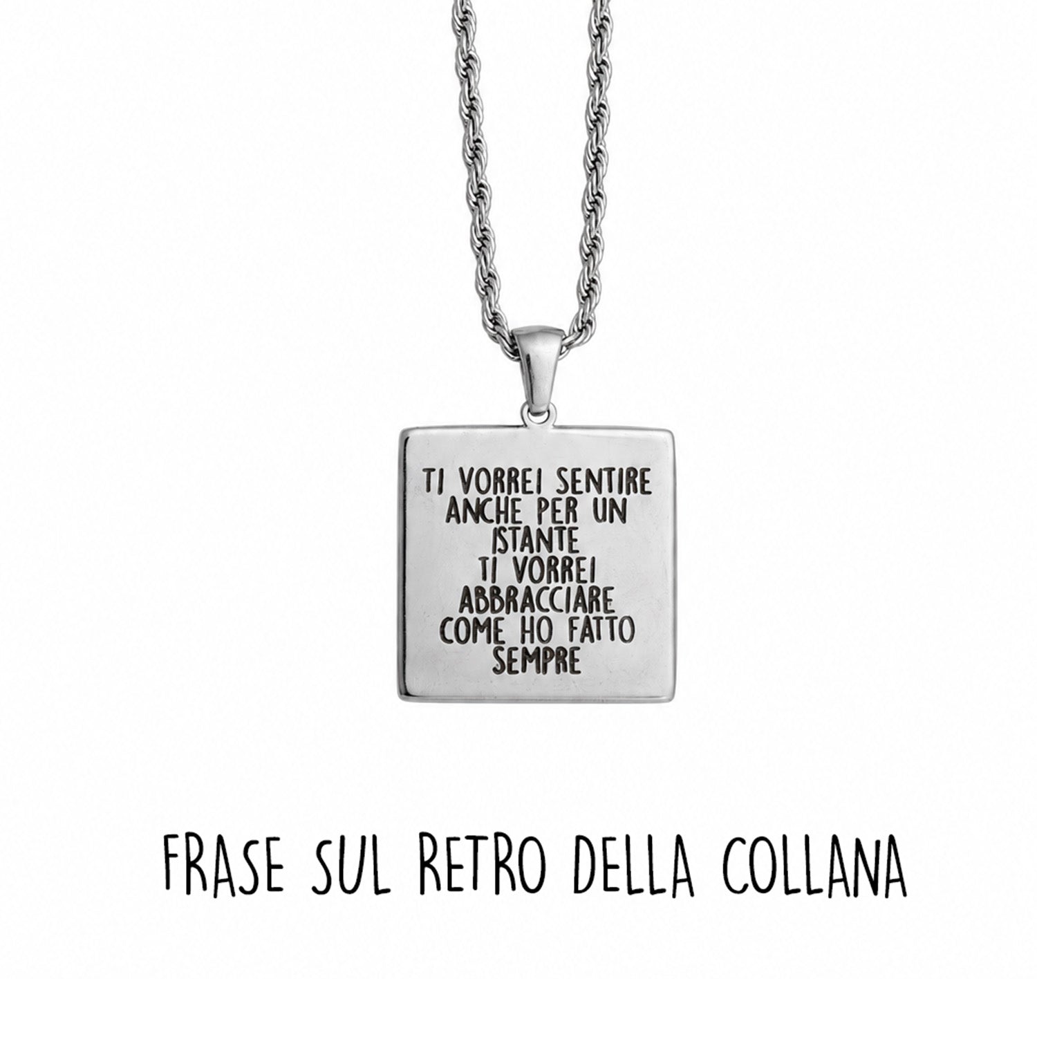 Collana Fotoincisa con Disegno a Mano e Dedica sul Retro
