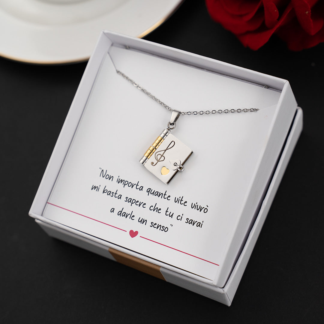 Collana Libro con frase Personalizzata ✦ Sei la Cosa più bella che indosso