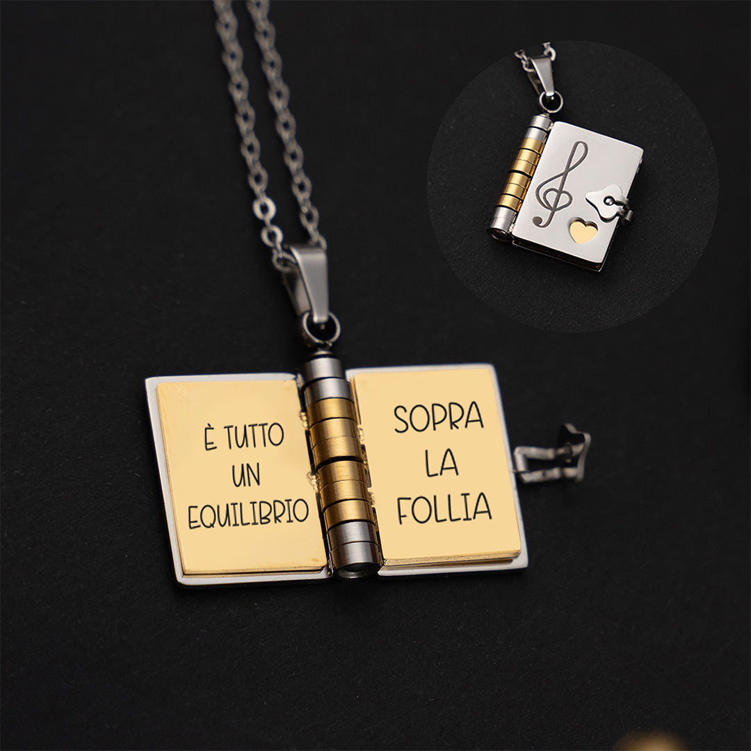 DEIMODRA Collana Medaglione Portafoto in Acciaio Inossidabile – Ciondolo Libro con Croce che si Apre con Foto Dentro – Idea Regalo Ricordo – Argento