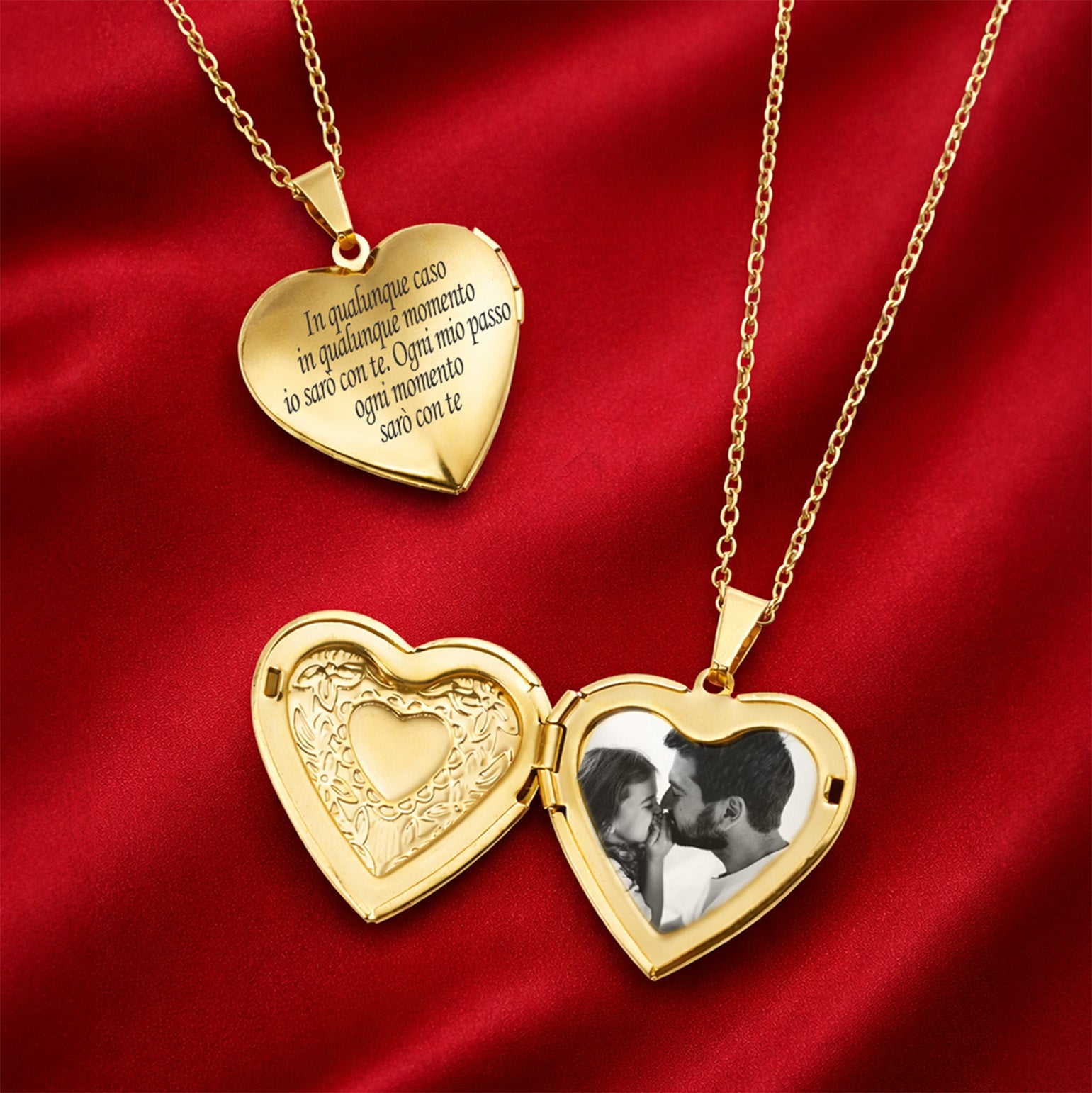 Collana con Foto custodita nel Cuore e Dedica Personalizzata