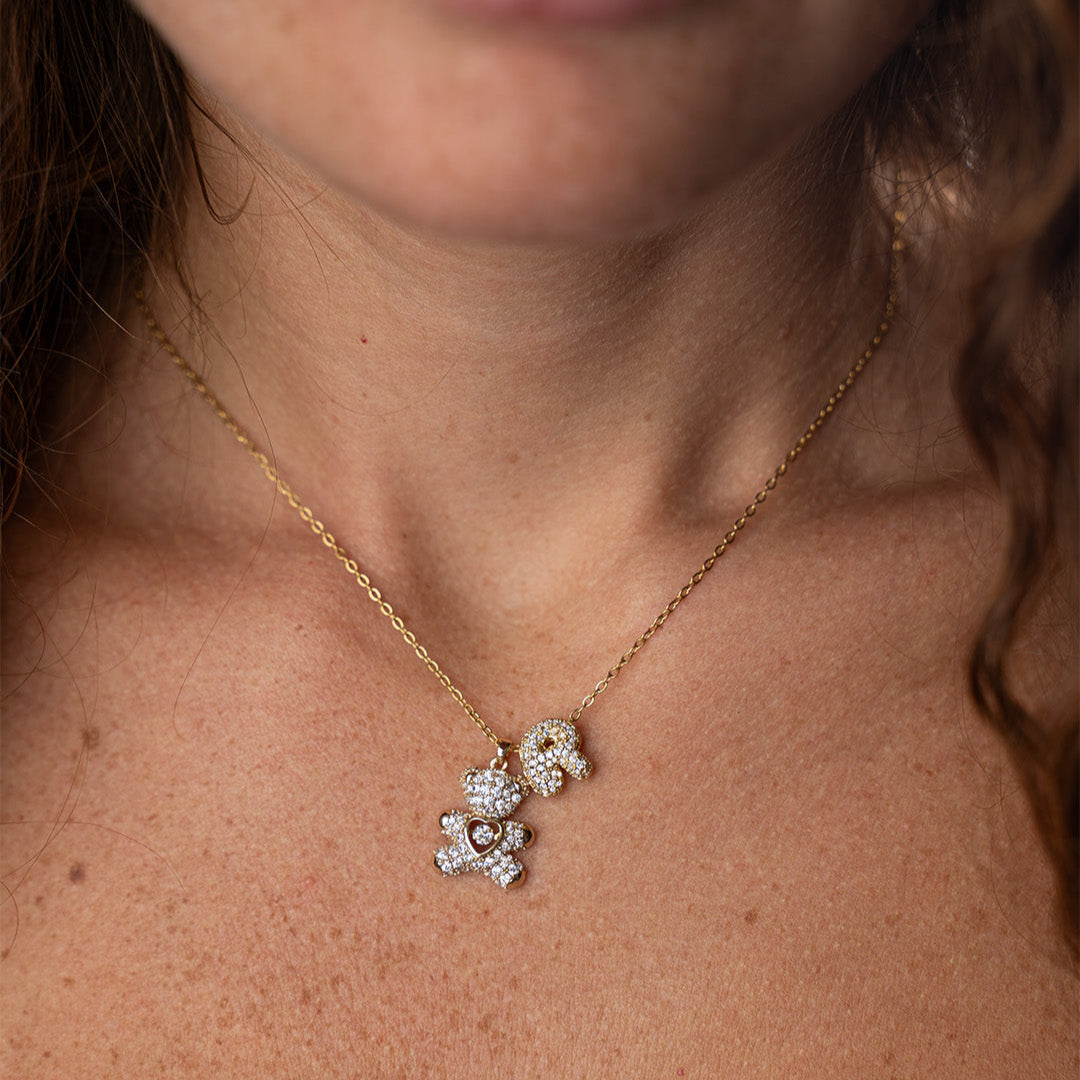 Collana con Orsacchiotto e Lettere Bubble ✦ CollanaMamma Orso