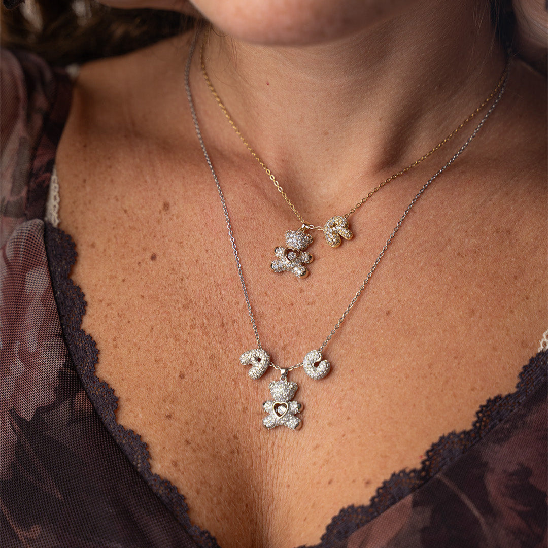 Collana con Orsacchiotto e Lettere Bubble ✦ CollanaMamma Orso