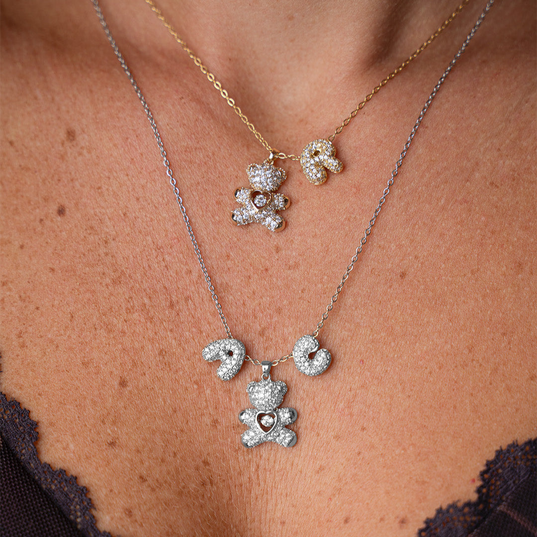 Collana con Orsacchiotto e Lettere Bubble ✦ CollanaMamma Orso