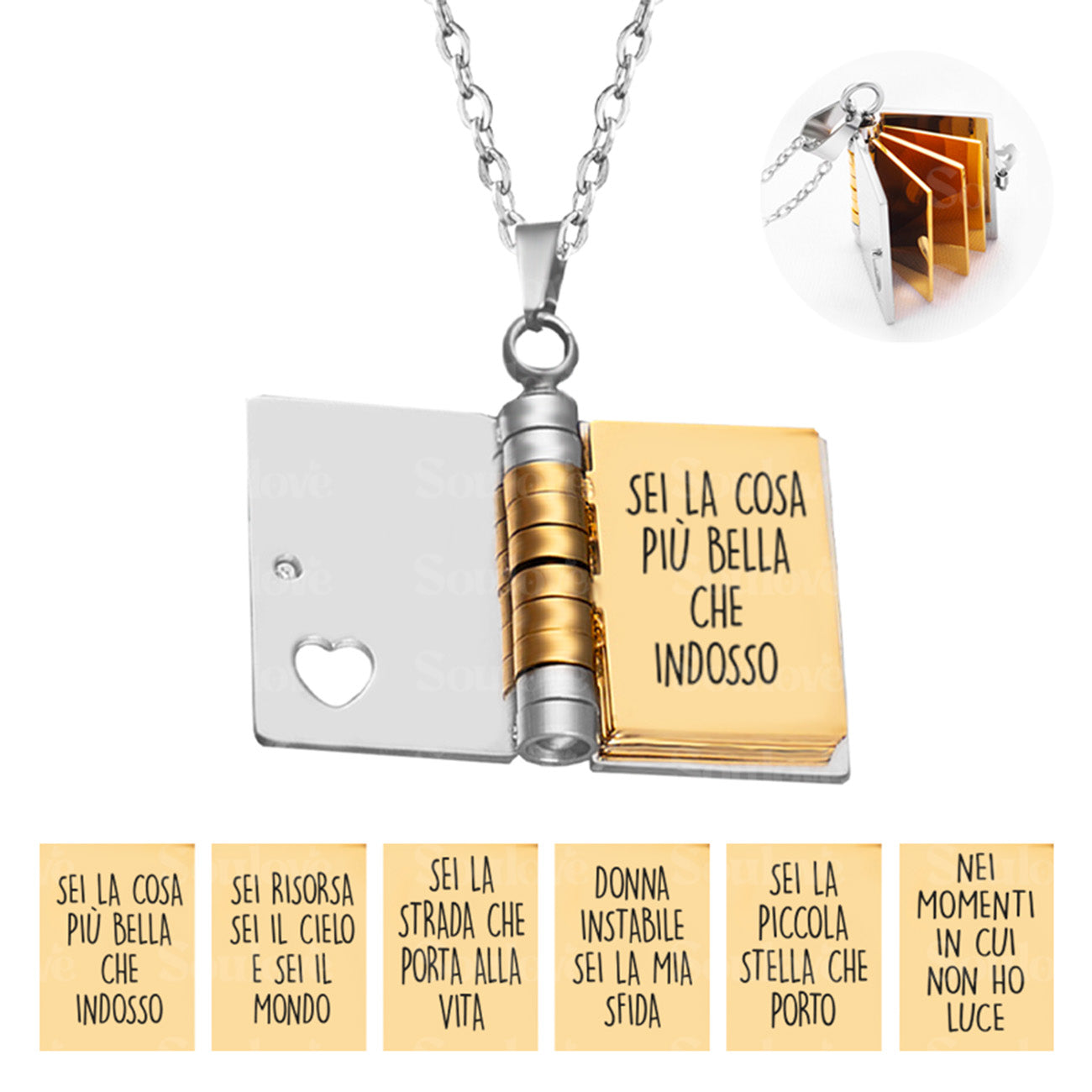 Collana Libro con frase Personalizzata ✦ Sei la Cosa più bella che indosso