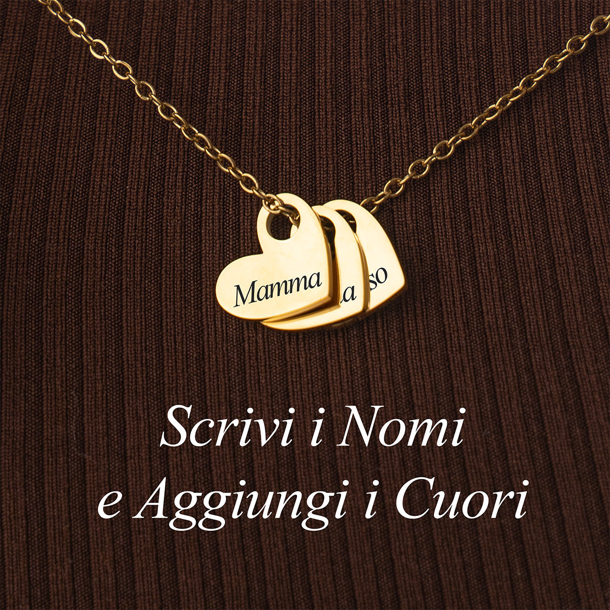 Collana Cuoricini con Nomi Incisi ✦ Cuori di Mamma