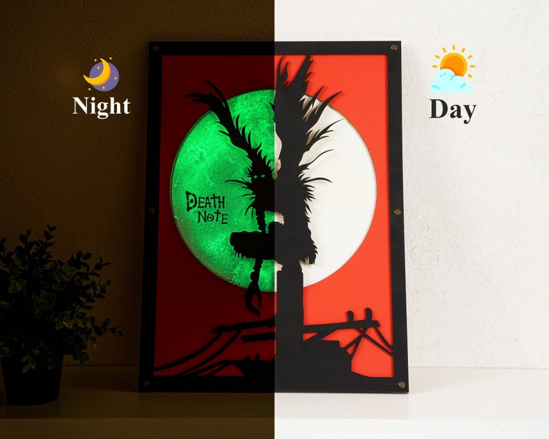 Death Note Poster 3d in legno fotoluminescente