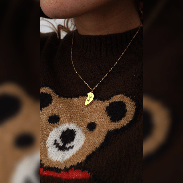 Due Collane con Mezzi cuori Calamitati che si Uniscono ✦ Acciaio Inossidabile
