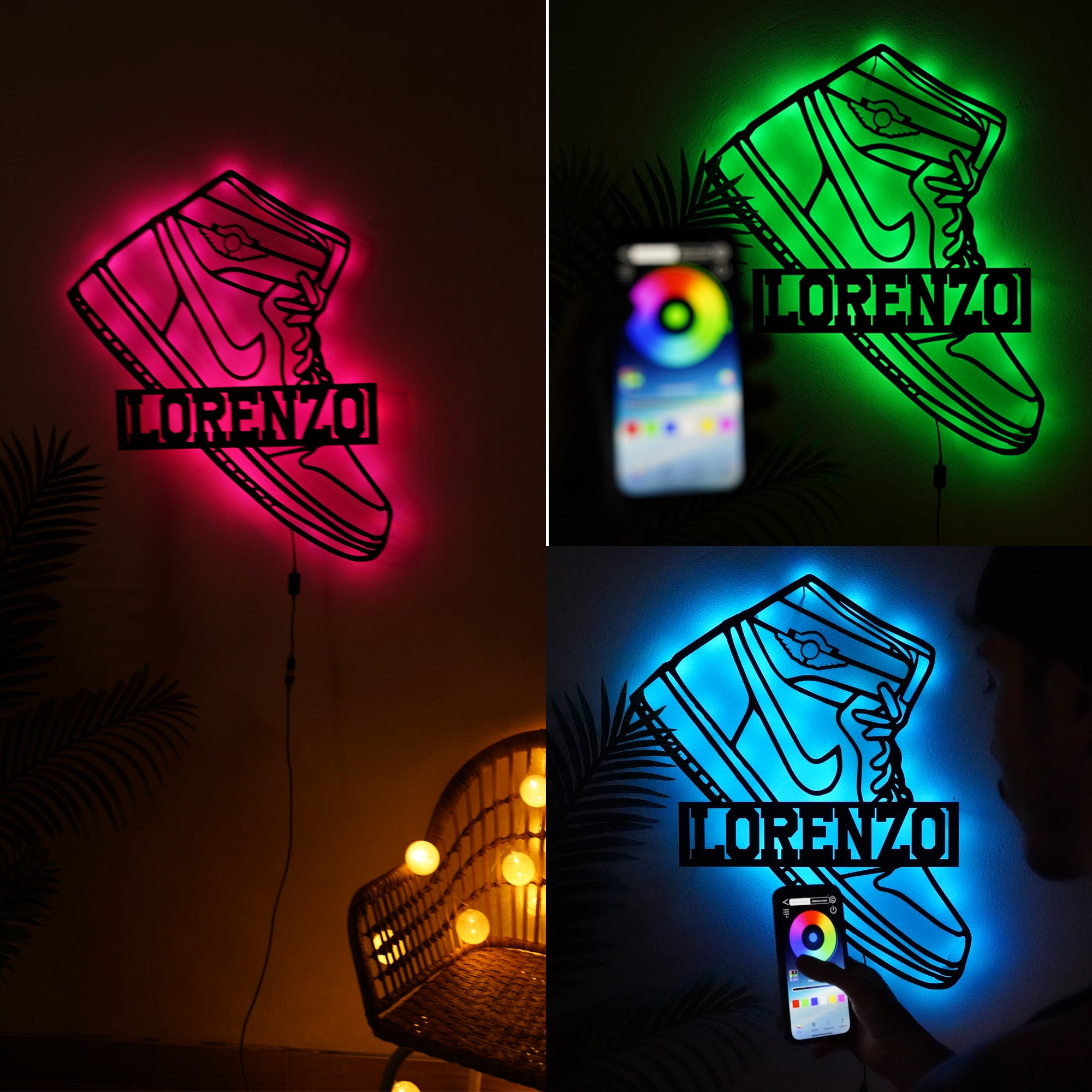 Jordan Decoro Personalizzato in Legno illuminato a Led