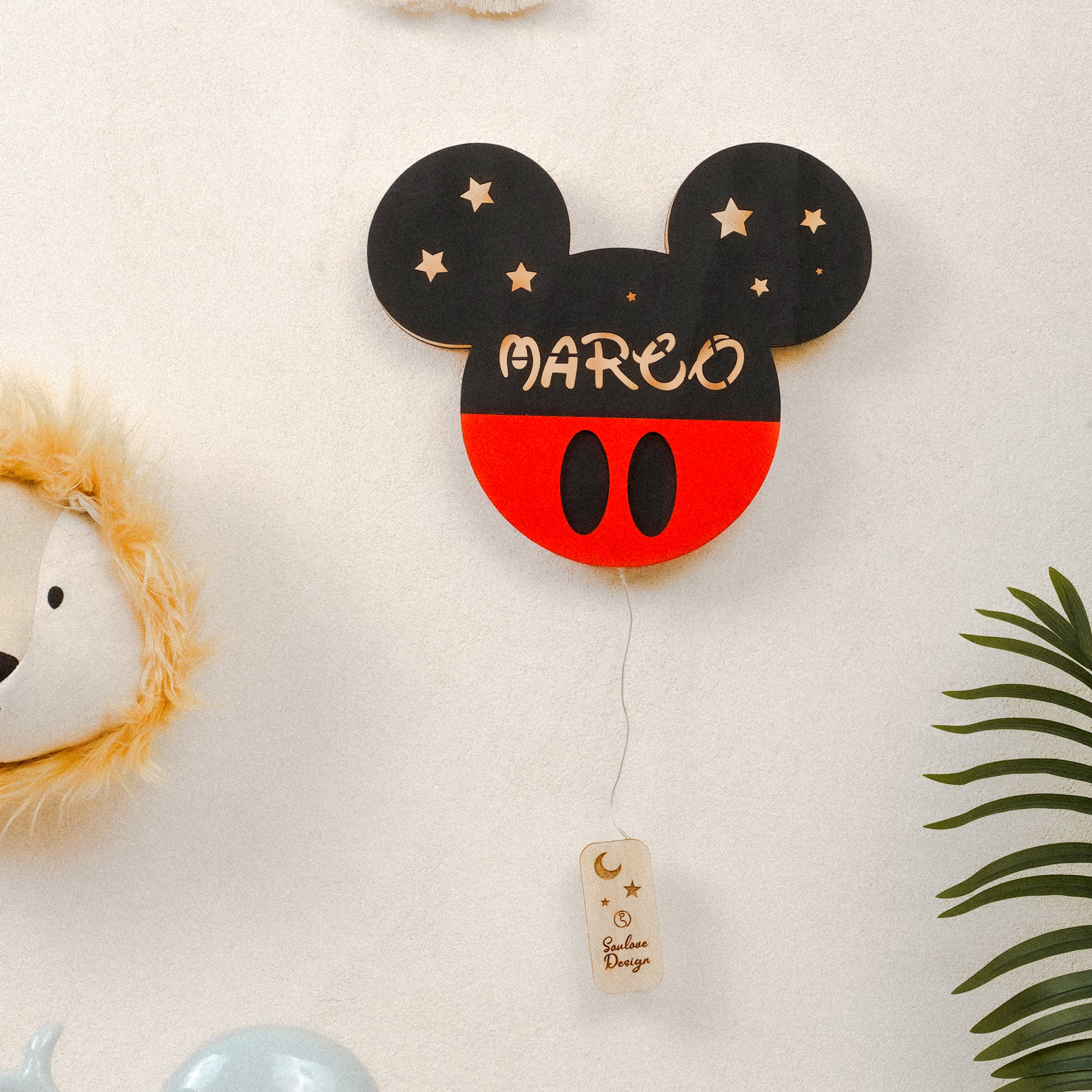 Lampada Topolino a Parete con Nome Personalizzato