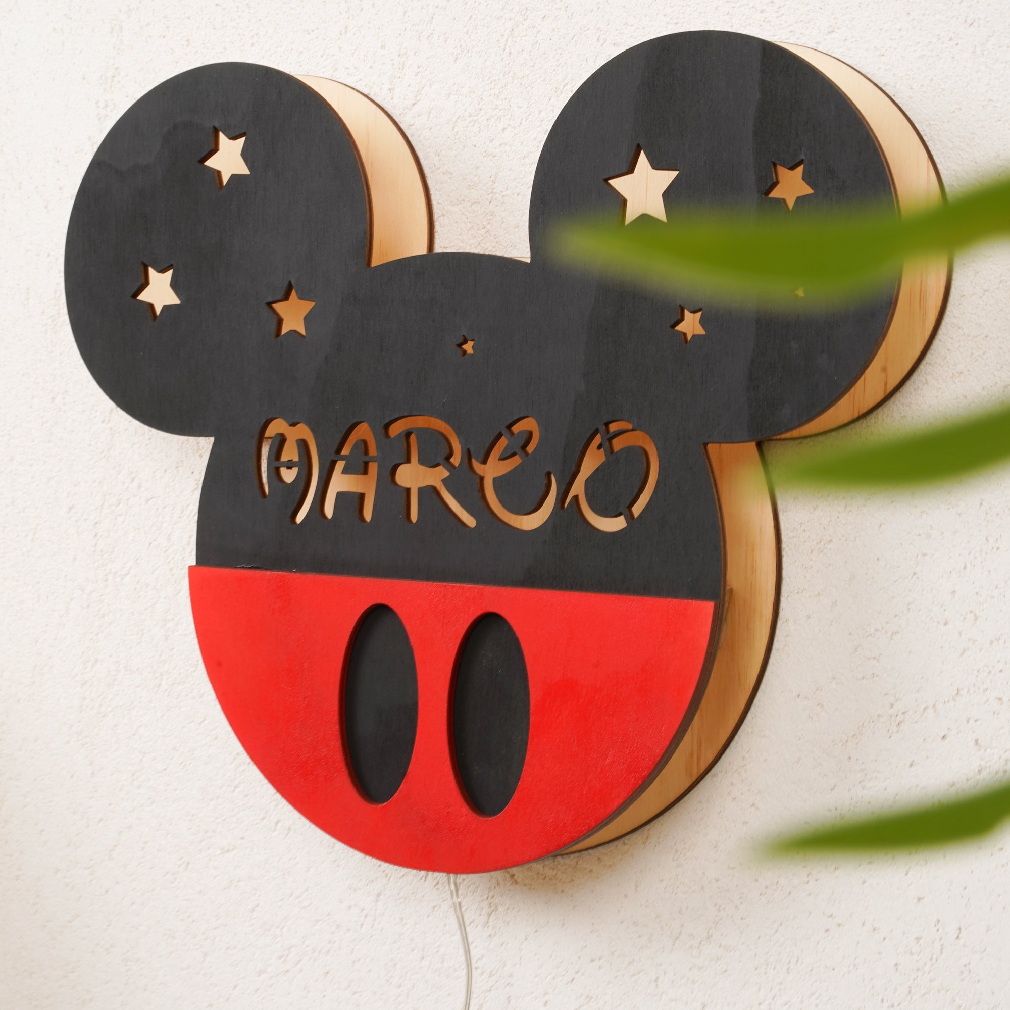 Lampada Topolino a Parete con Nome Personalizzato