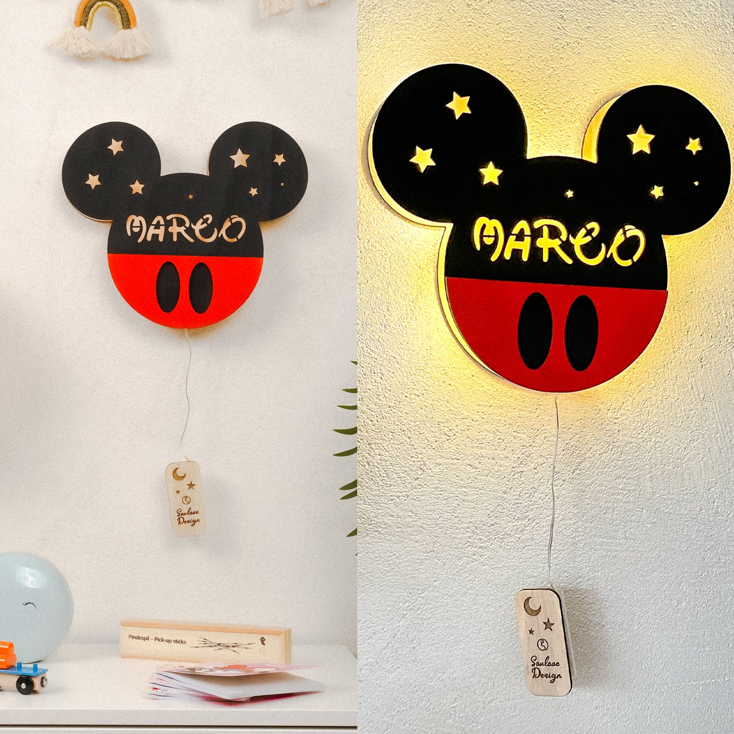 Lampada Topolino a Parete con Nome Personalizzato