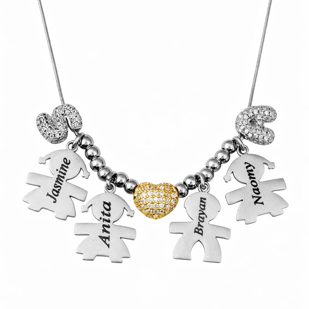 Mamma Vi Ama ✦ Collana con ciondoli Bimbi Personalizzati con Nomi