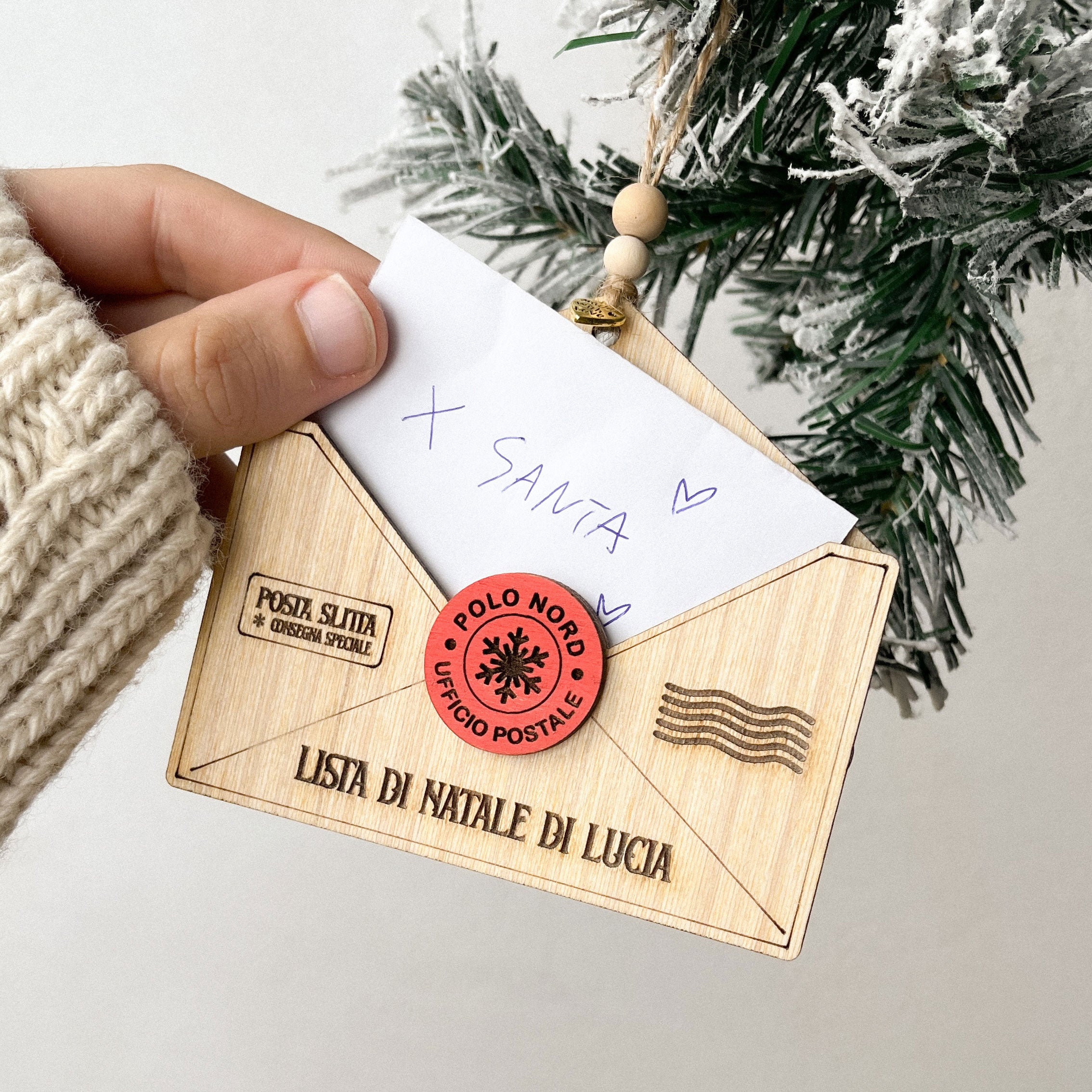 Busta lista di Natale in legno・Palline di Natale Personalizzate