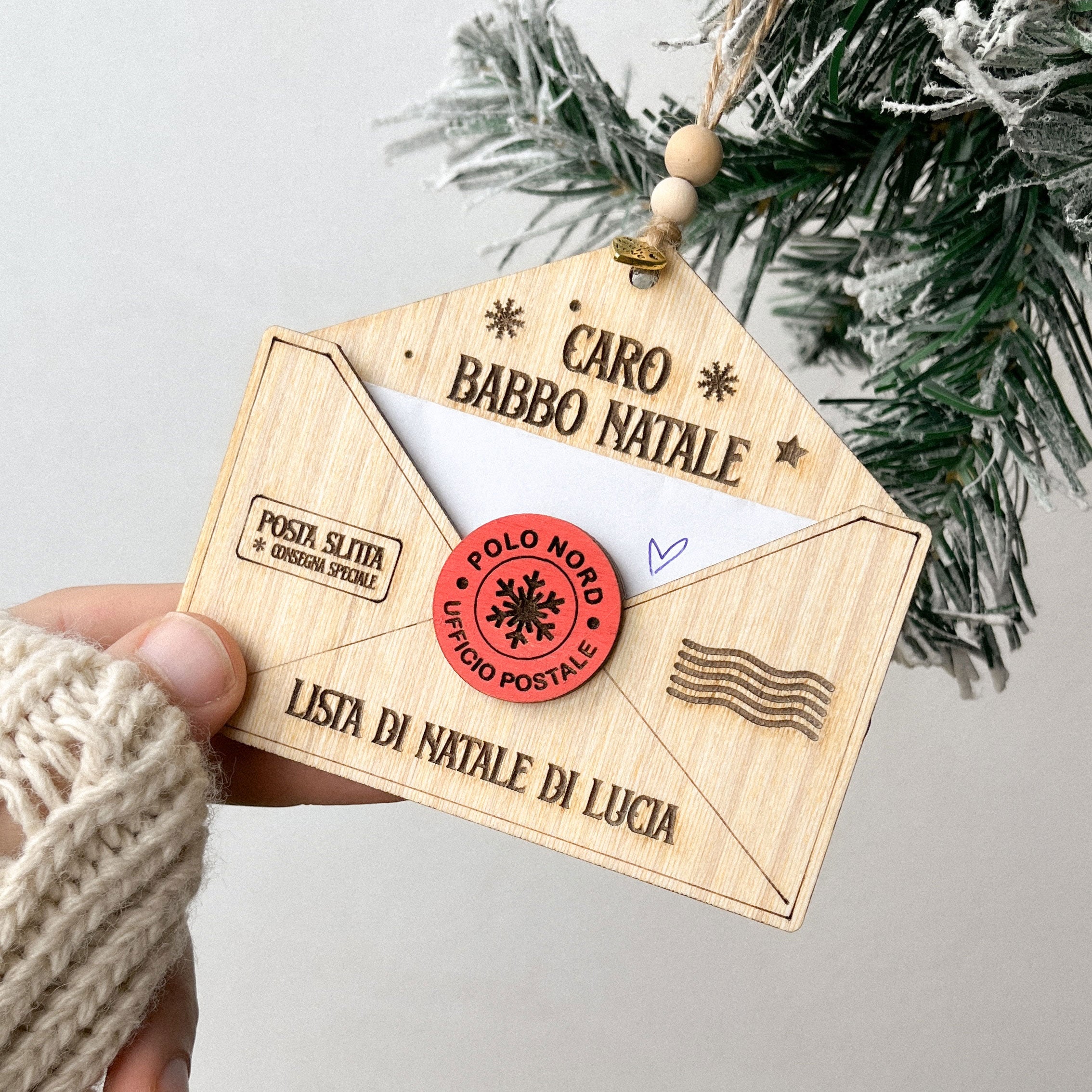 Busta lista di Natale in legno・Palline di Natale Personalizzate