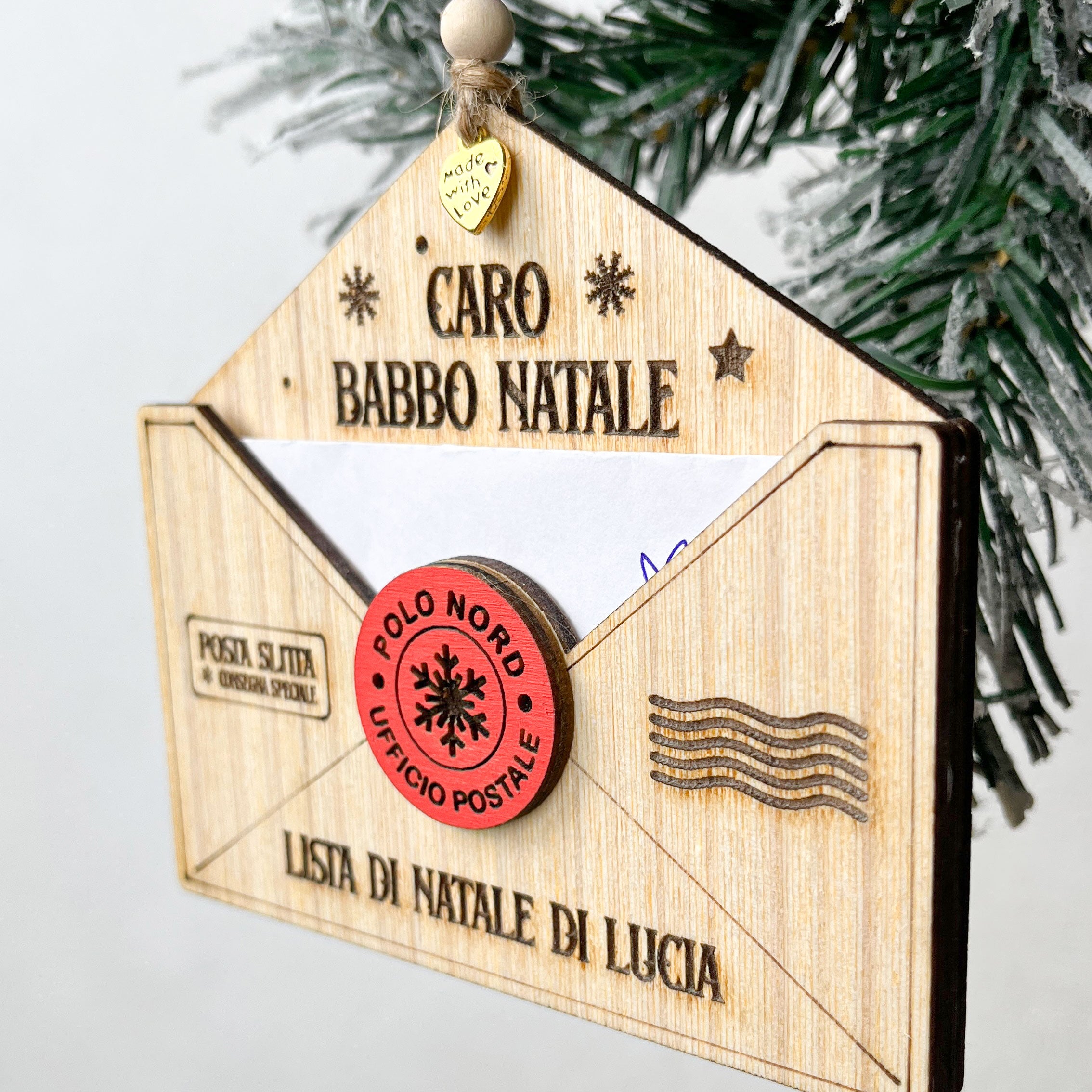 Busta lista di Natale in legno・Palline di Natale Personalizzate