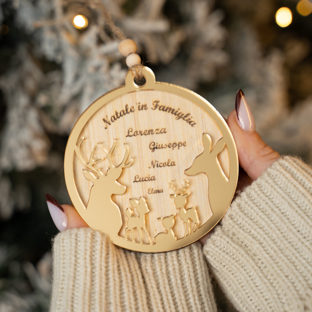 Famiglia Renne 3 Figli ・Palline di Natale Personalizzate