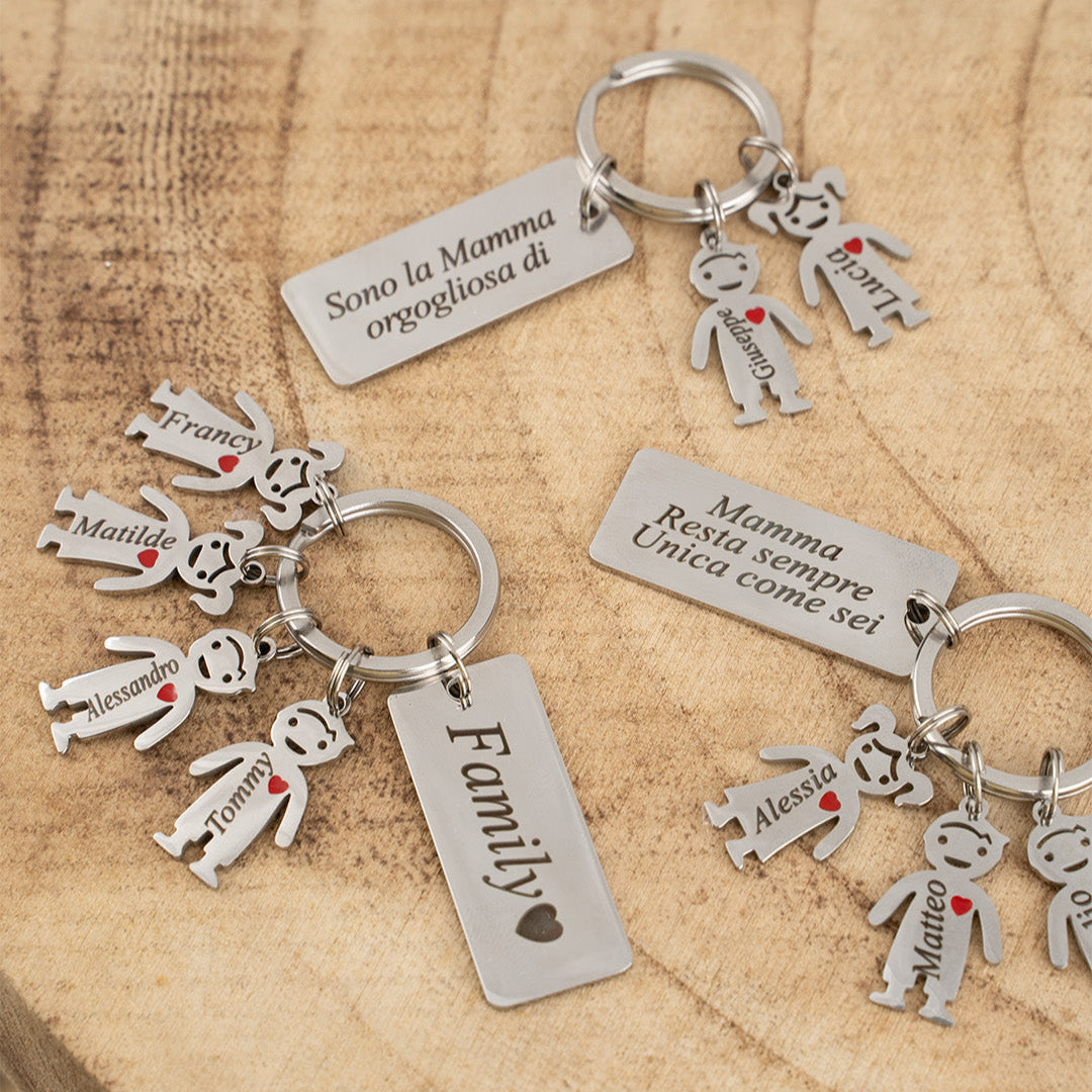 Portachiavi Famiglia Componibile con incisione dei Nomi ✦ My Sweet Family
