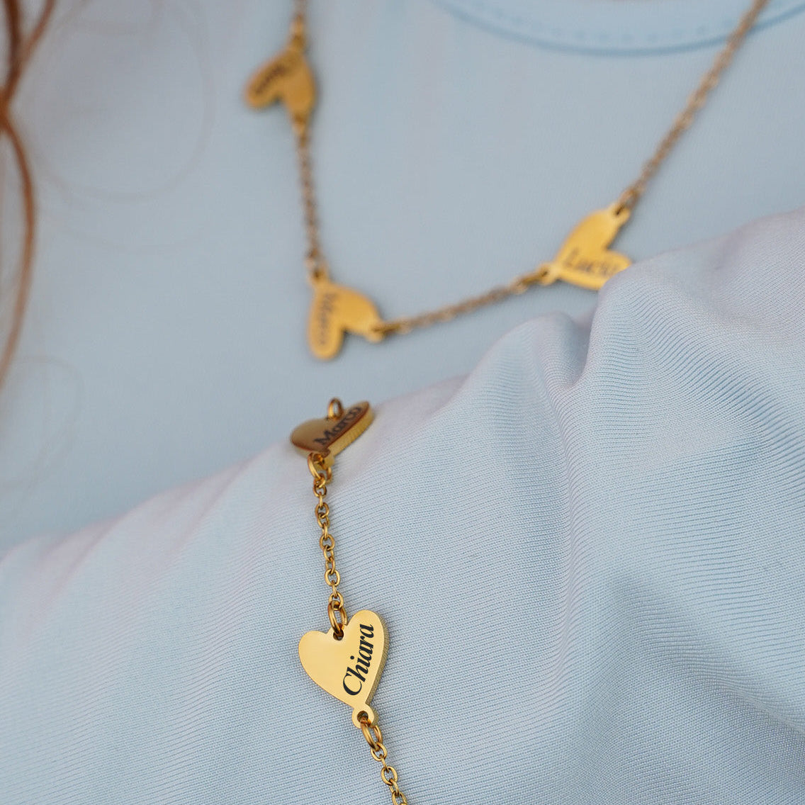 Set Mamma ✦ Collana e Bracciale con Cuoricini personalizzati
