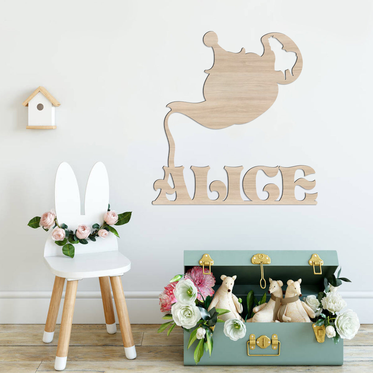 Decoro da parete Alice nel paese delle meraviglie Tazza con Nome