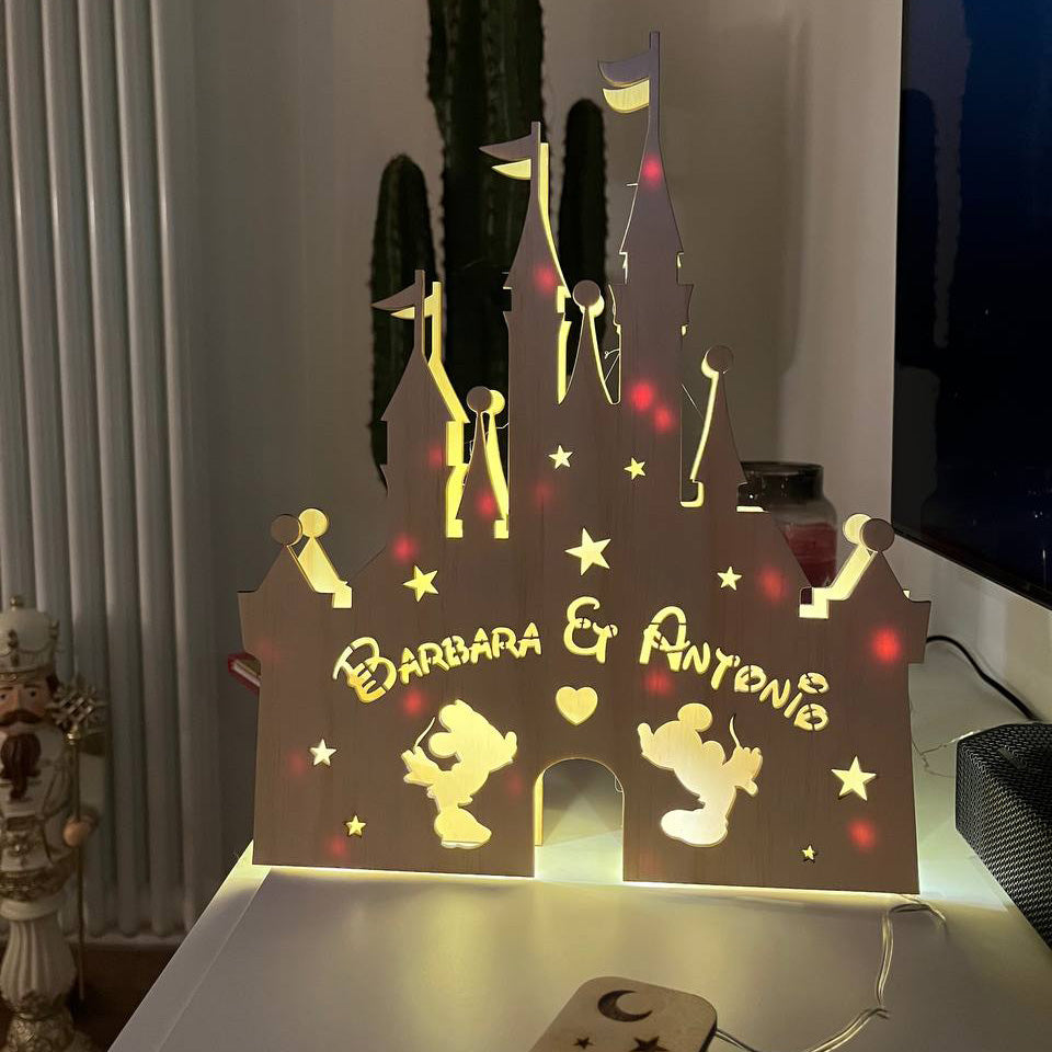 Lampada Castello Fiaba con Nomi Personalizzato
