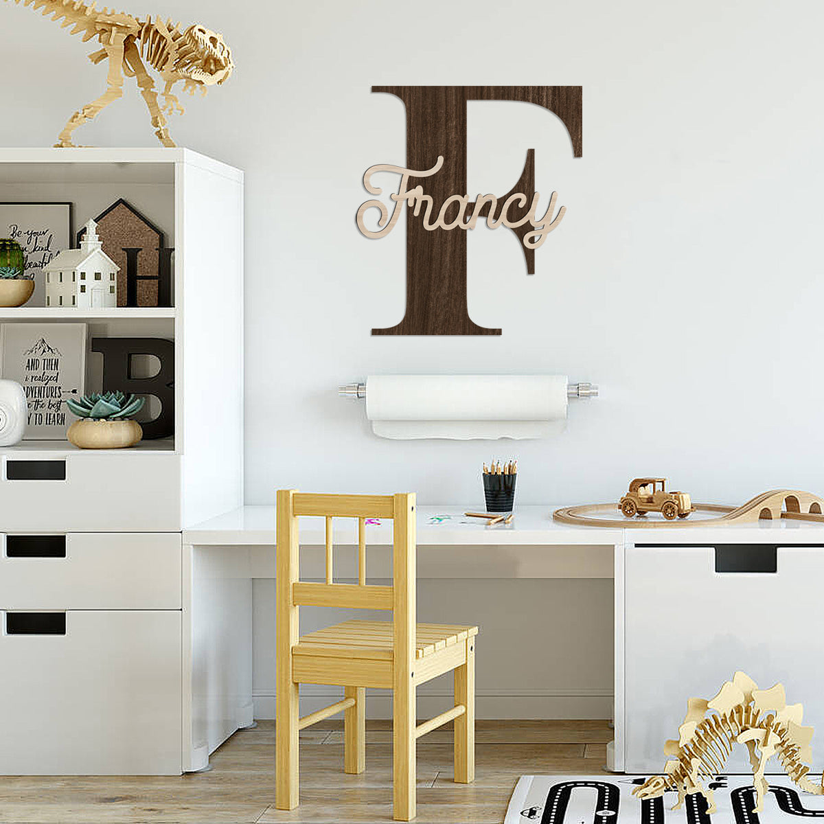 Decoro da parete per cameretta a forma di lettera con nome personalizzato