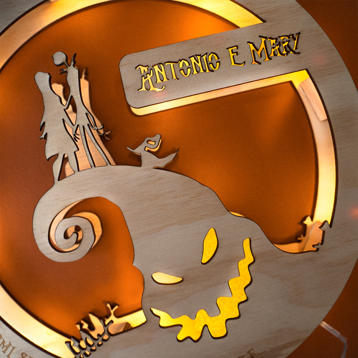 Lampada da parete ispirata a Nightmare Before Christmas con nomi personalizzati