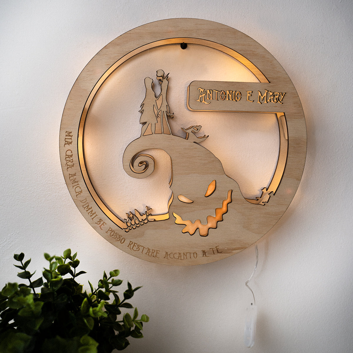 Lampada da parete ispirata a Nightmare Before Christmas con nomi personalizzati