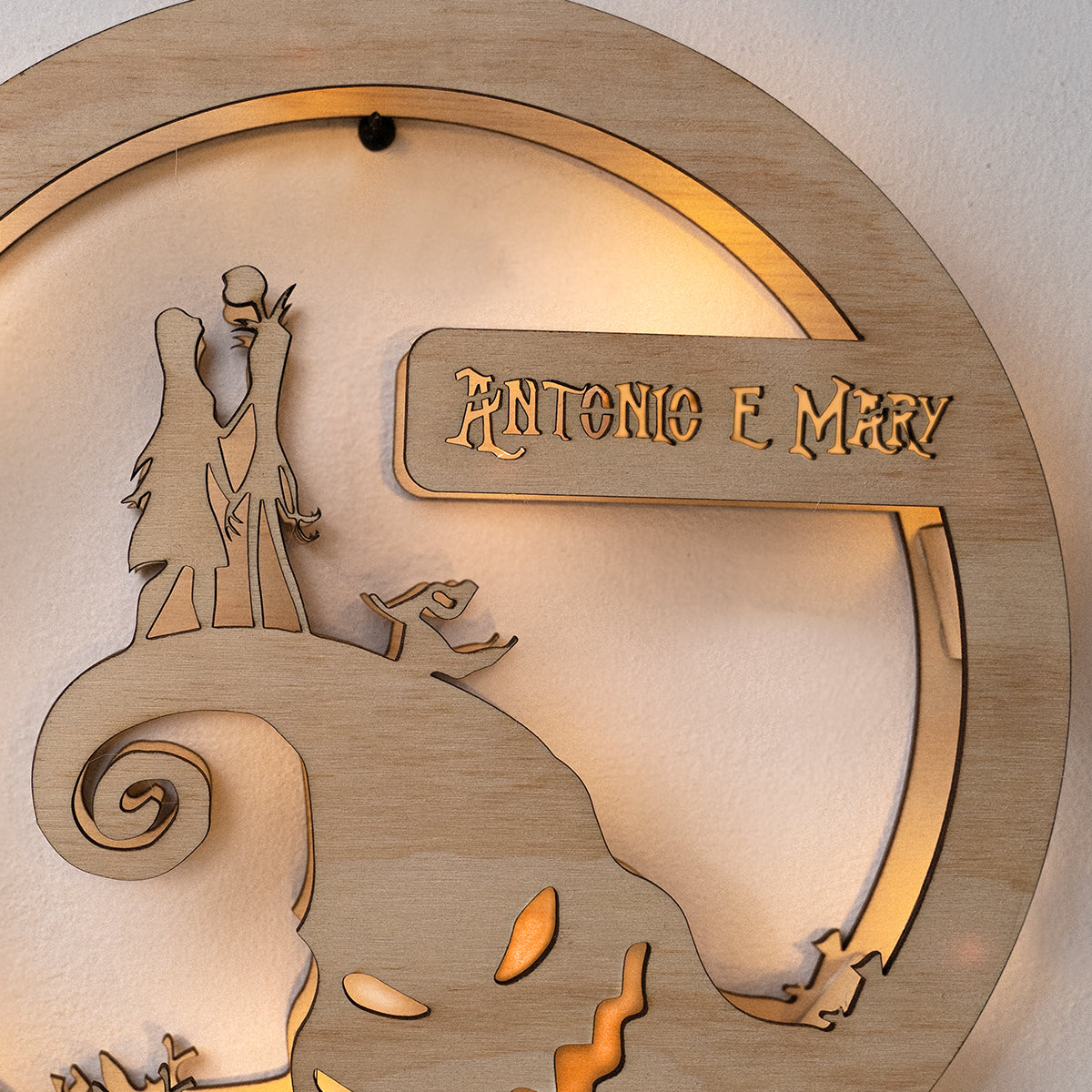 Lampada da parete ispirata a Nightmare Before Christmas con nomi personalizzati