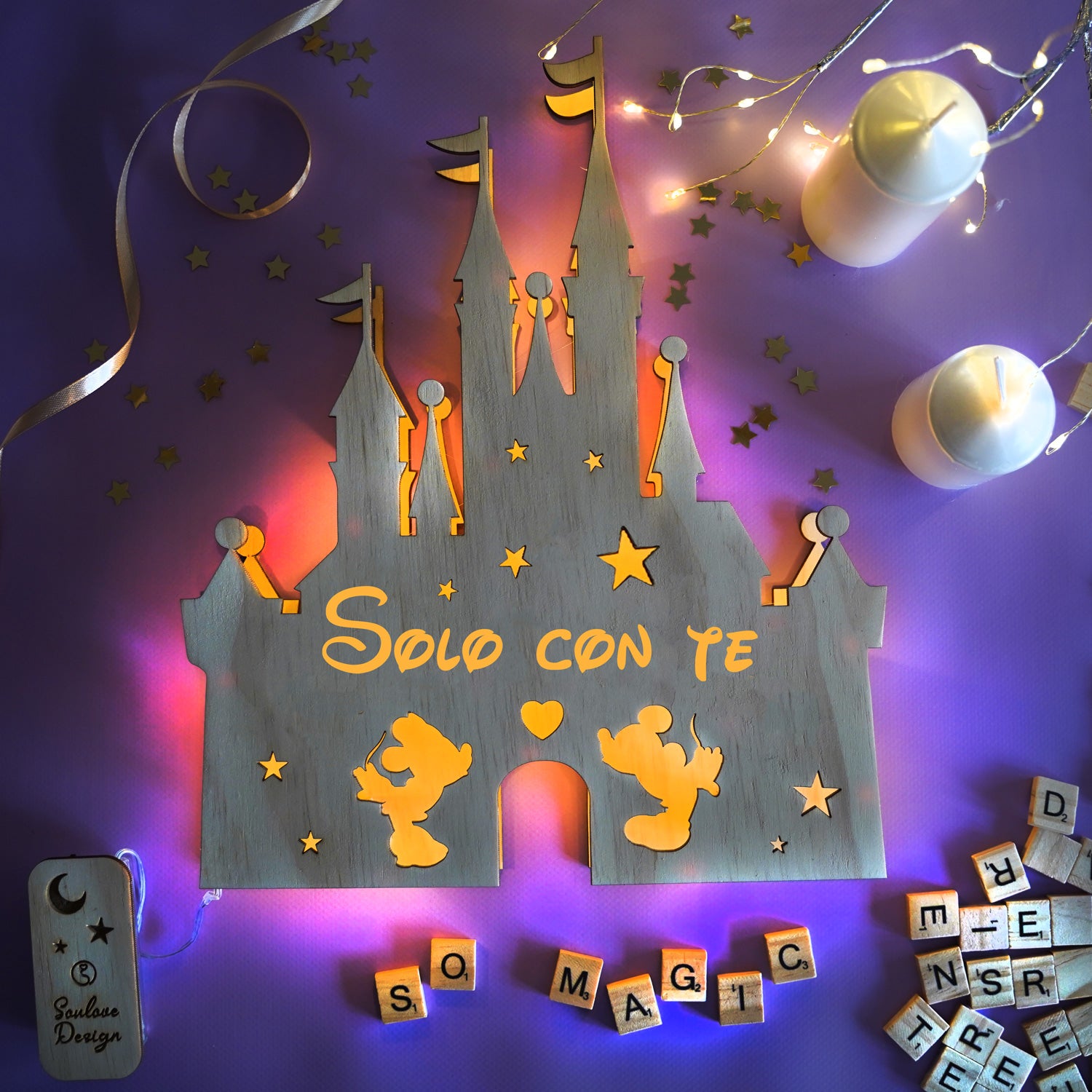 Lampada Castello Fiaba con Nomi Personalizzato