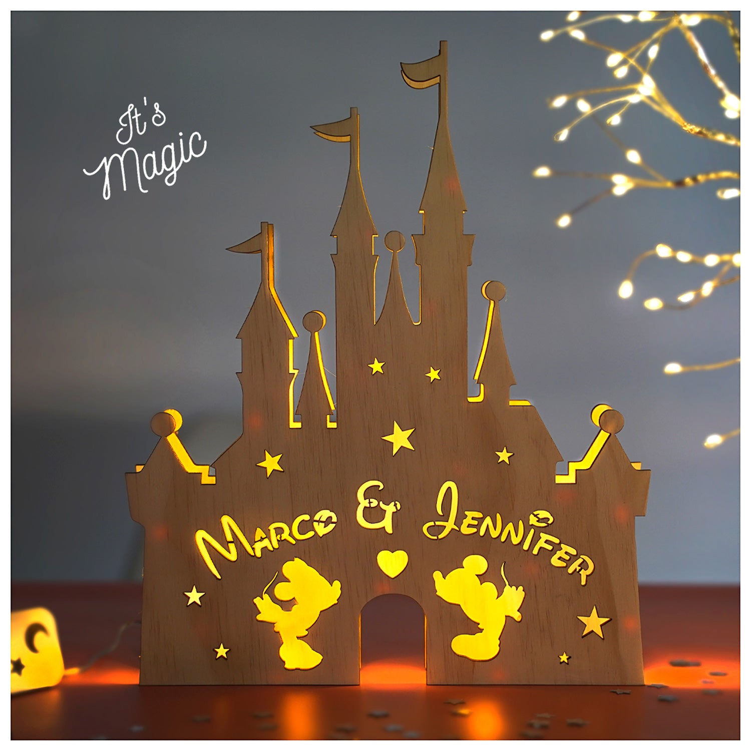 Lampada Castello Fiaba con Nomi Personalizzato