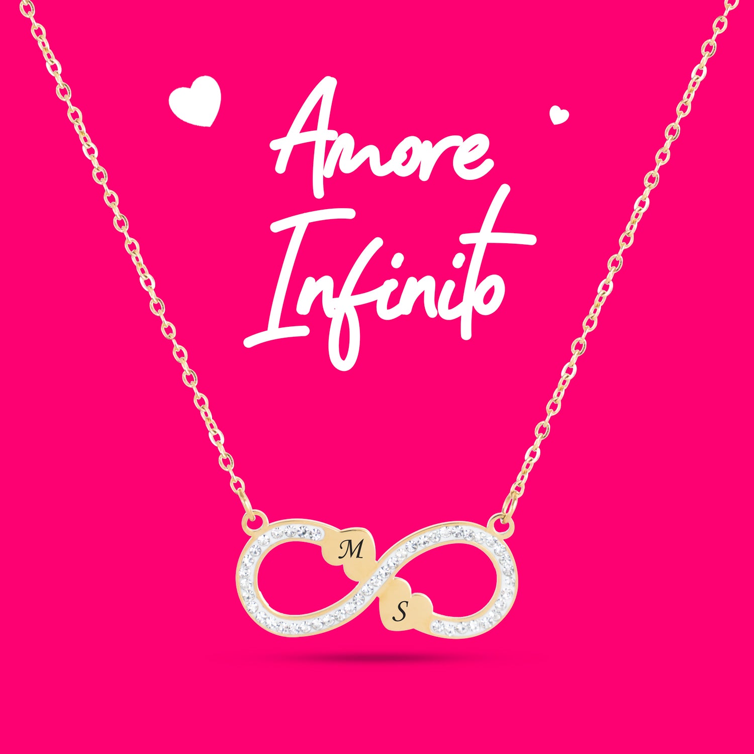 Collana Endless Love Infinity cuori con incisione