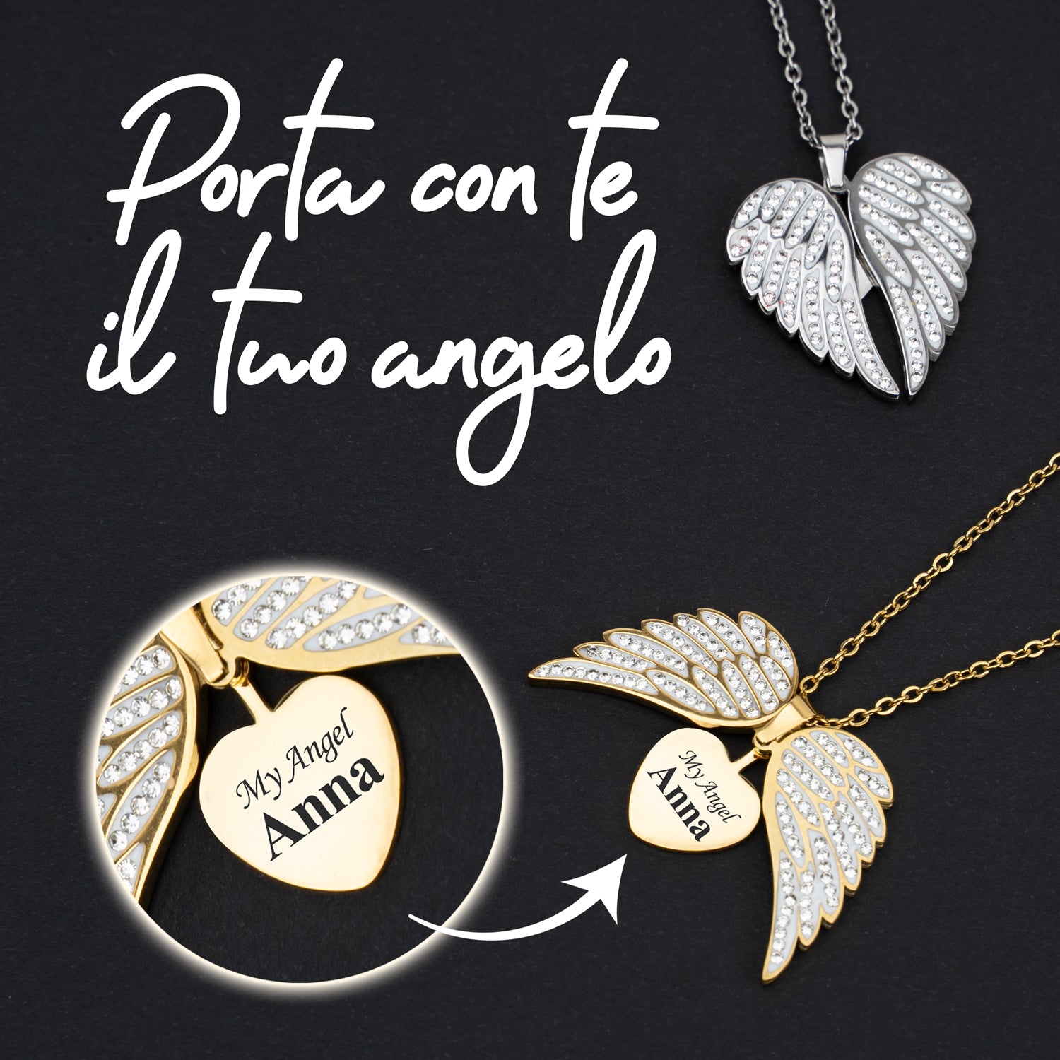 Collana Angelo mio con incisione personalizzata