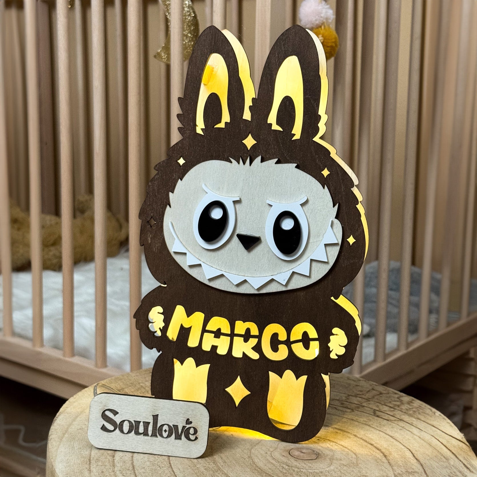 Lampada Monster BU per Bambini con Nome Personalizzato e Luce Calda