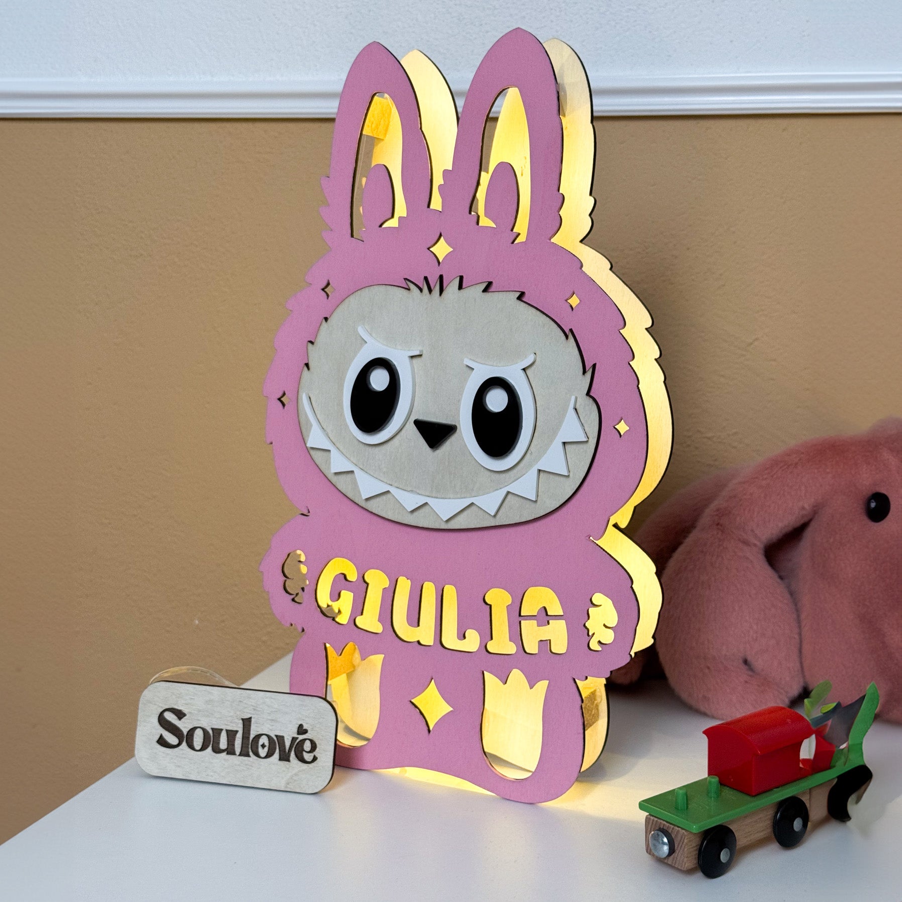 Lampada Monster BU per Bambini con Nome Personalizzato e Luce Calda