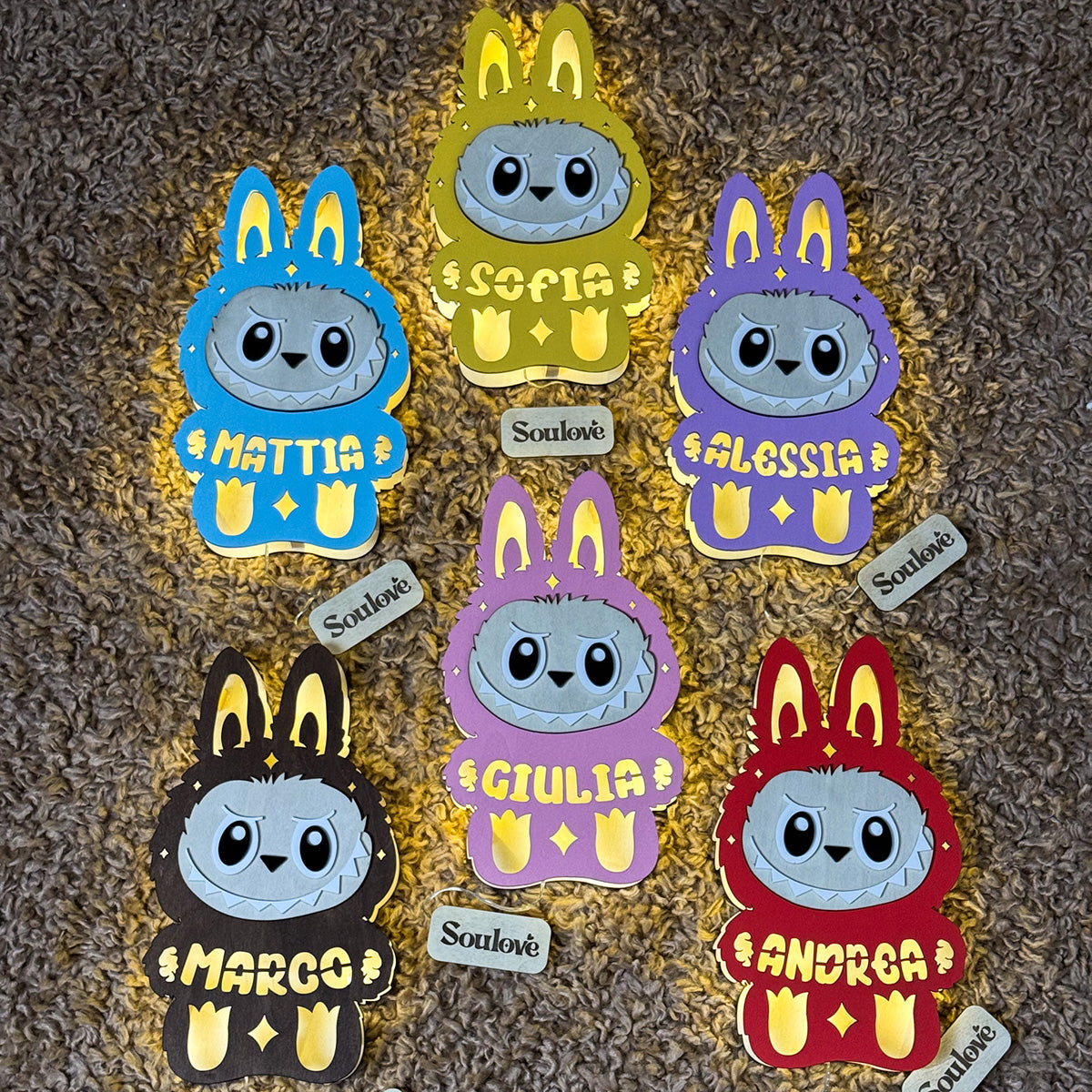 Lampada Monster BU per Bambini con Nome Personalizzato e Luce Calda