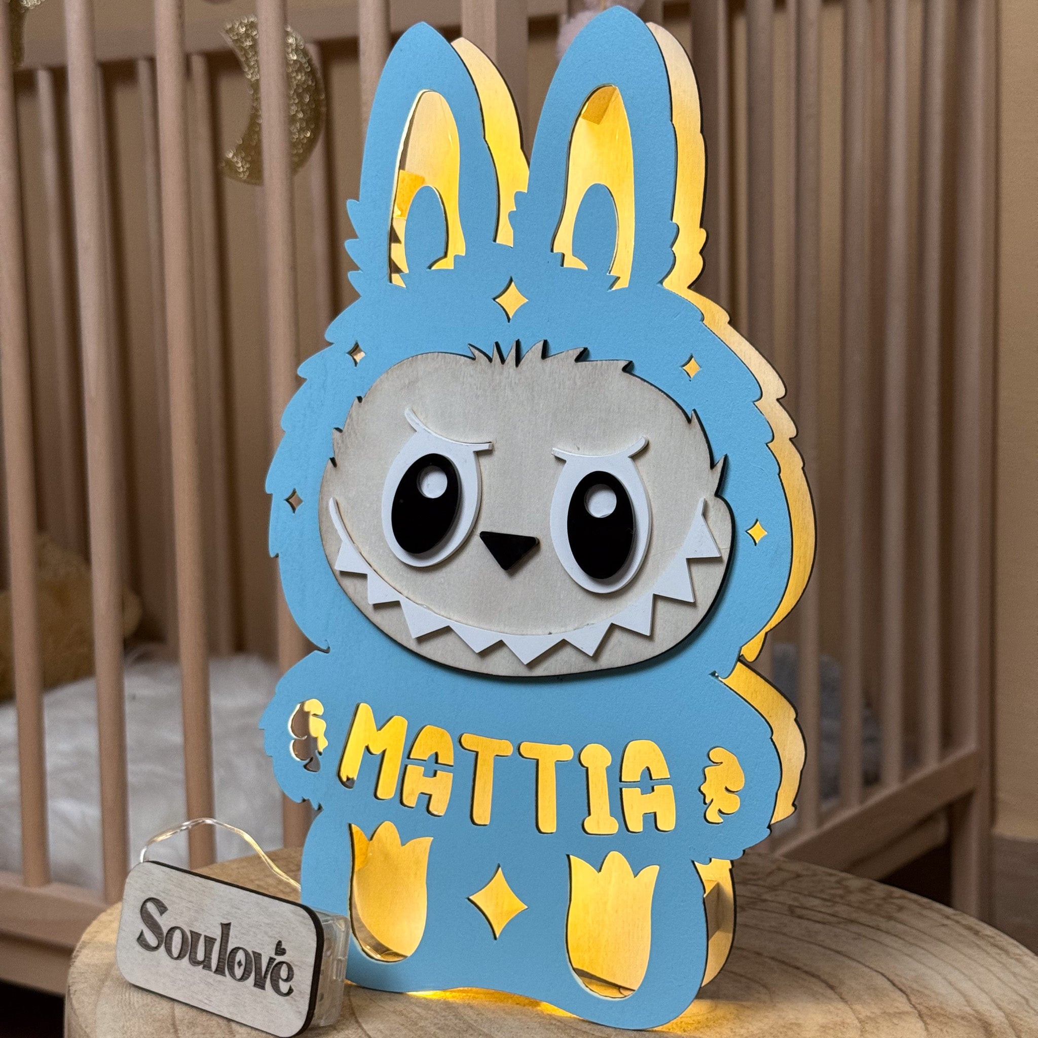 Lampada Monster BU per Bambini con Nome Personalizzato e Luce Calda