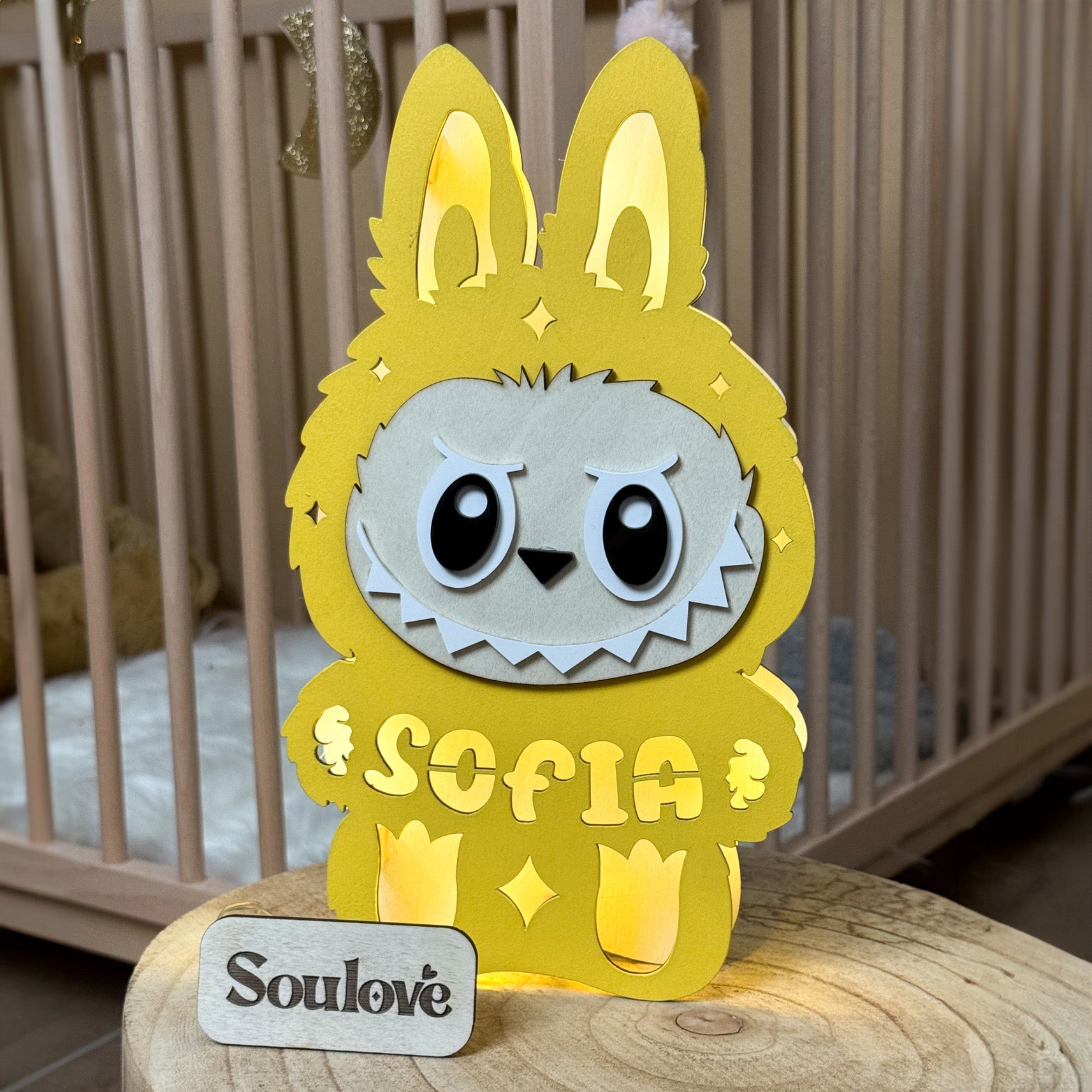 Lampada Monster BU per Bambini con Nome Personalizzato e Luce Calda