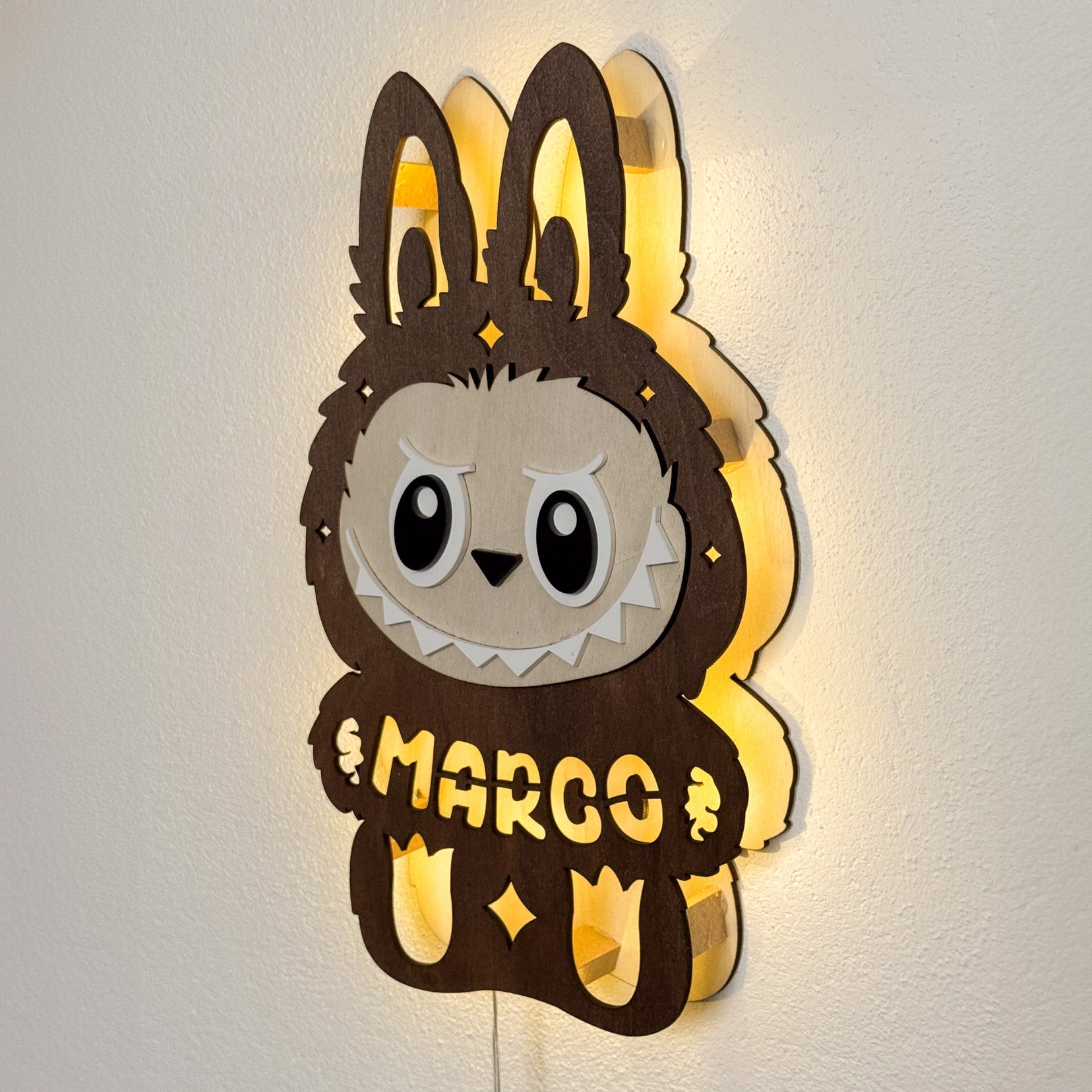 Lampada Monster BU per Bambini con Nome Personalizzato e Luce Calda