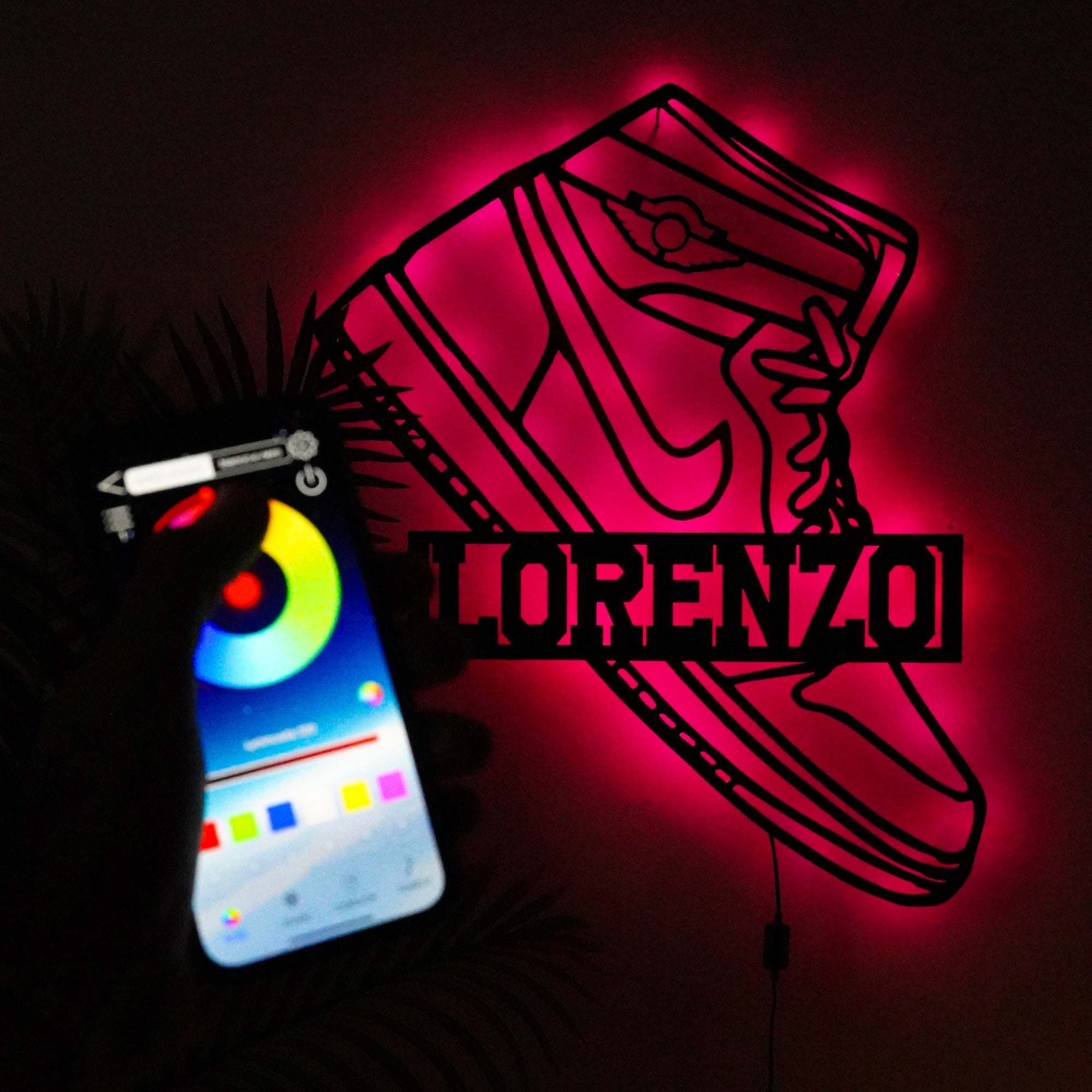 Jordan  Decoro Personalizzato in Legno illuminato a Led