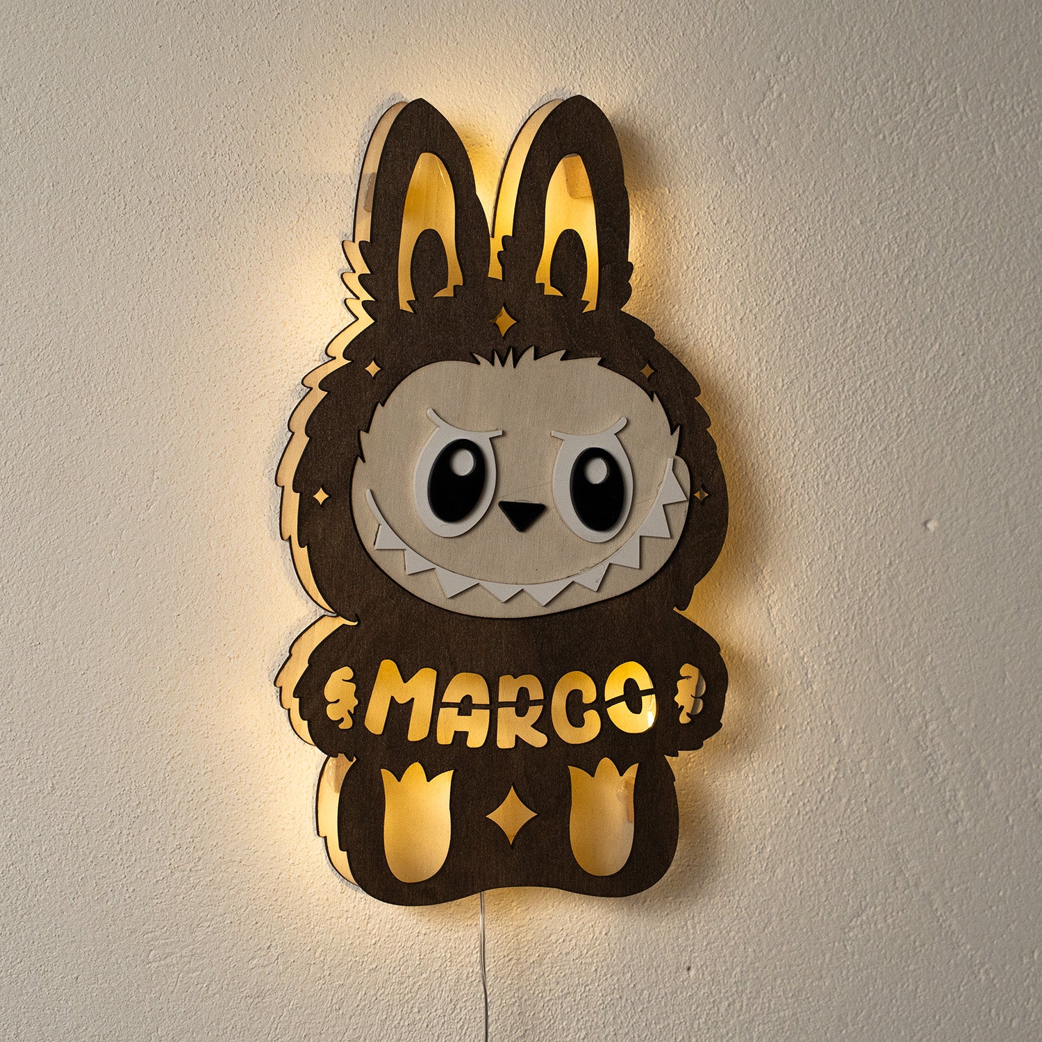 Lampada Monster BU per Bambini con Nome Personalizzato e Luce Calda
