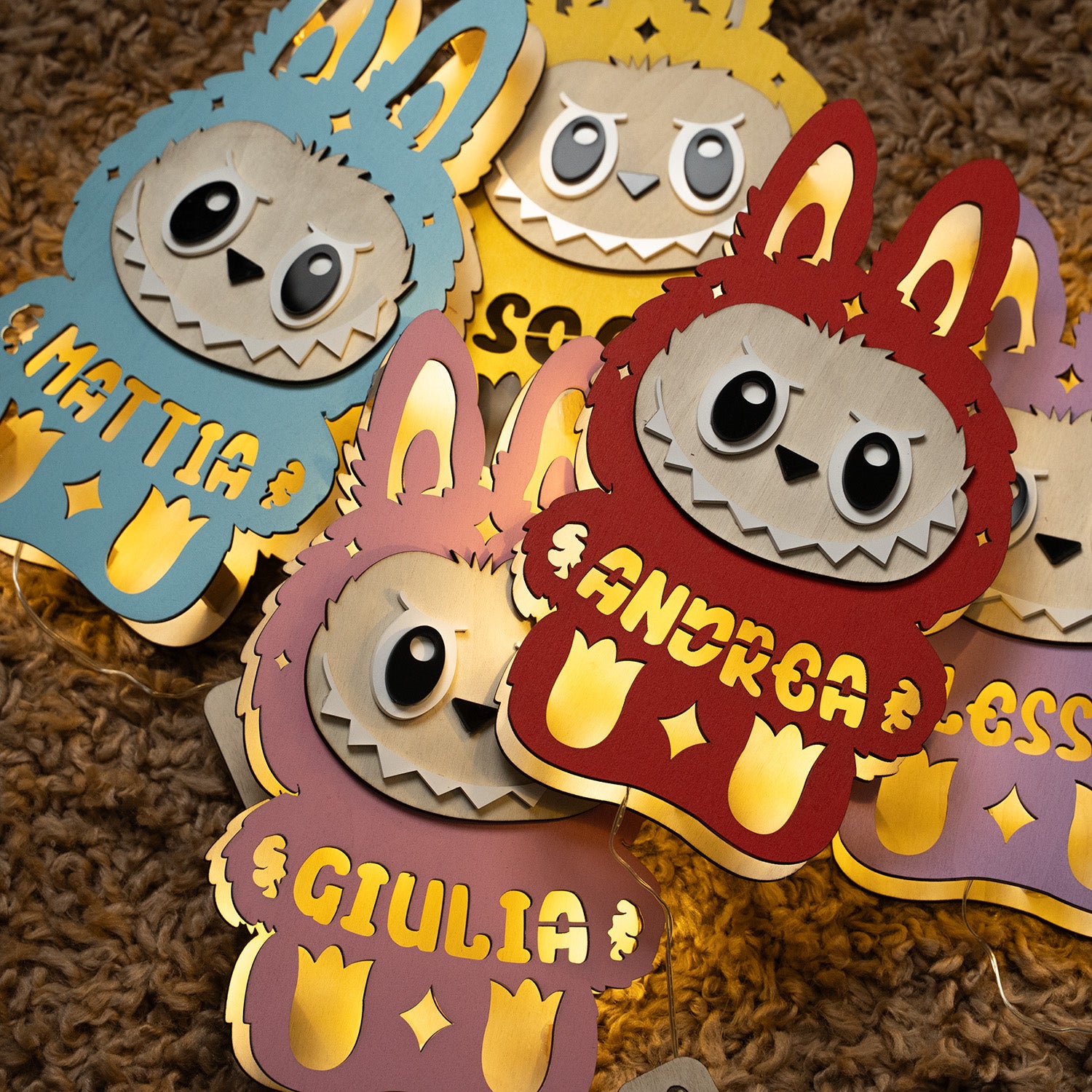 Lampada Monster BU per Bambini con Nome Personalizzato e Luce Calda