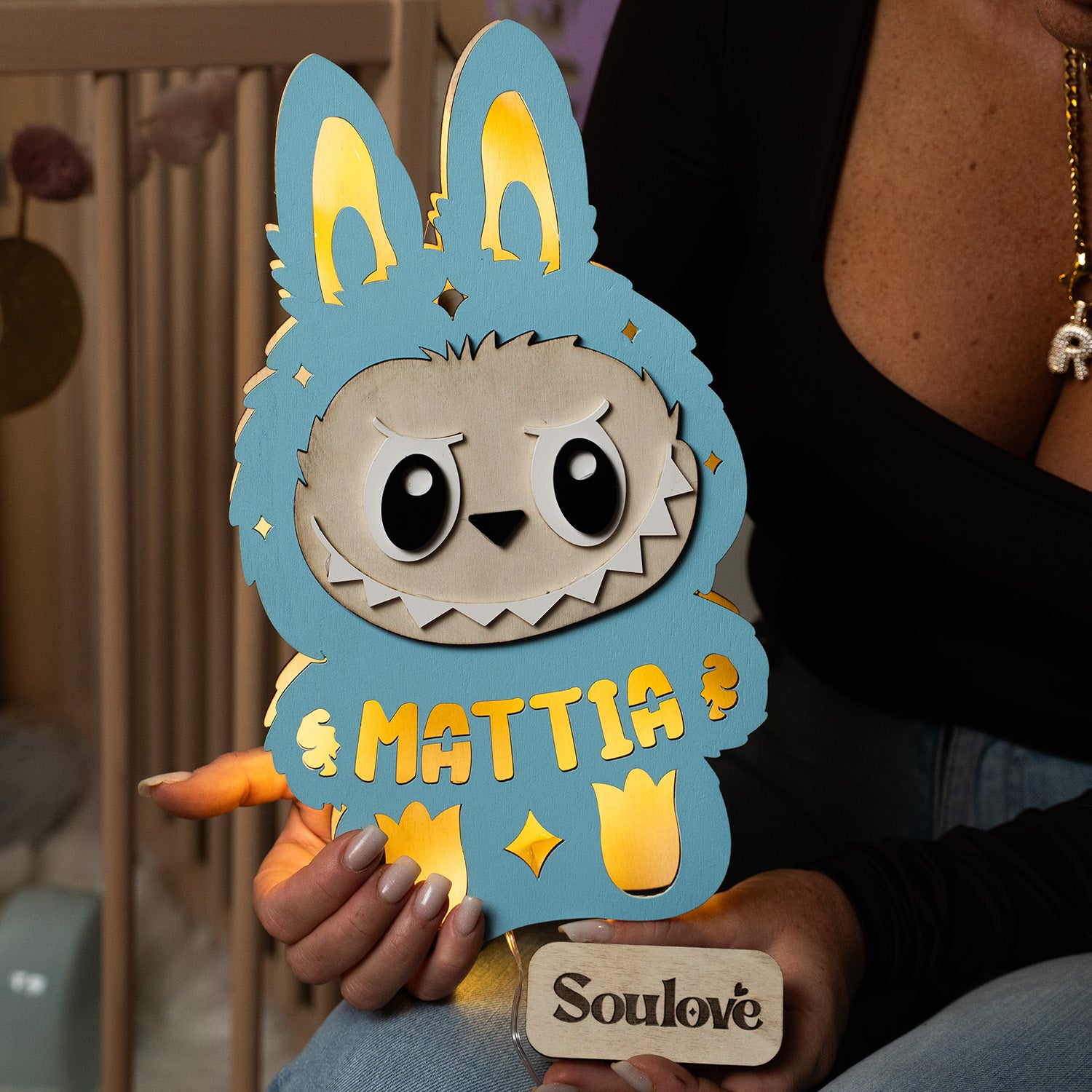 Lampada Monster BU per Bambini con Nome Personalizzato e Luce Calda