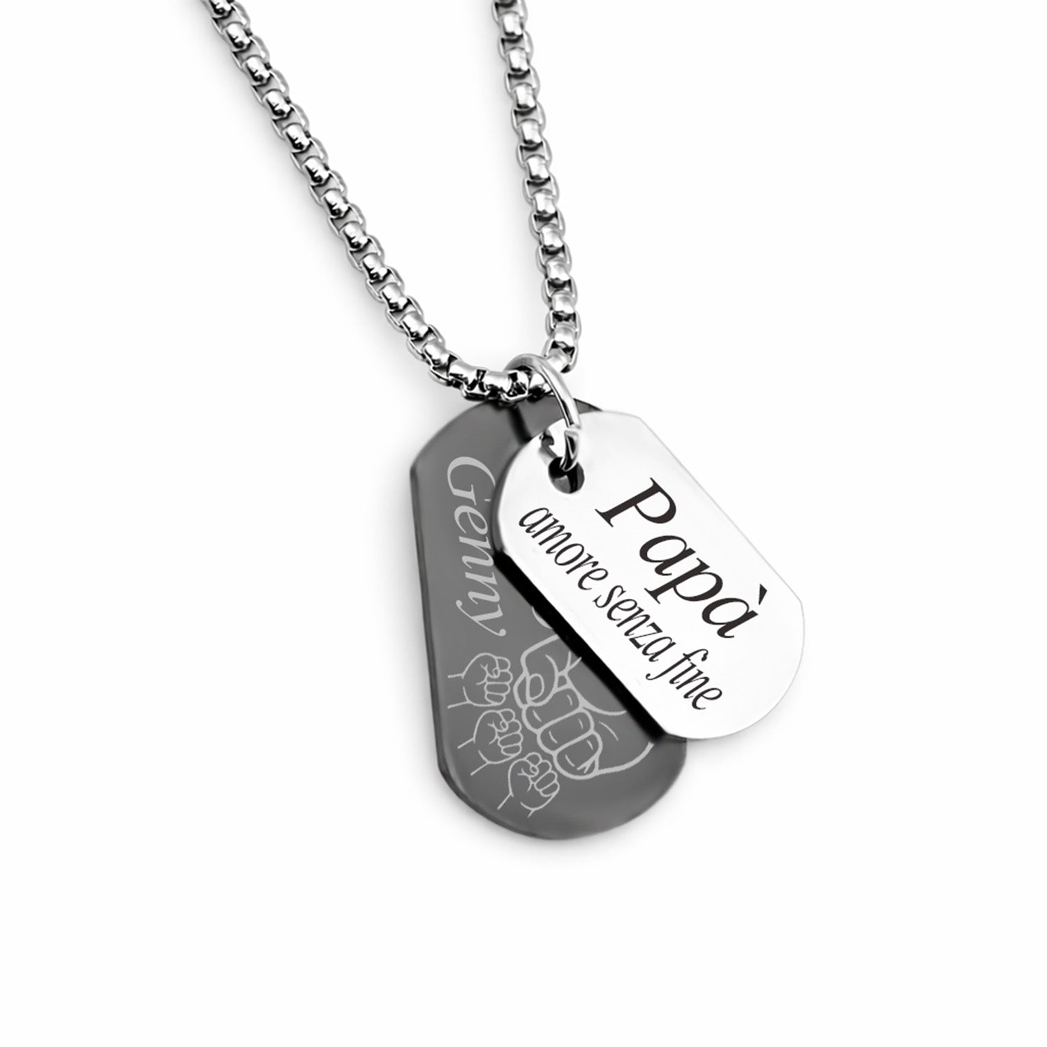 Collana Papà Amore Senza Fine ✦ Piastrine Personalizzate con Nomi Figli